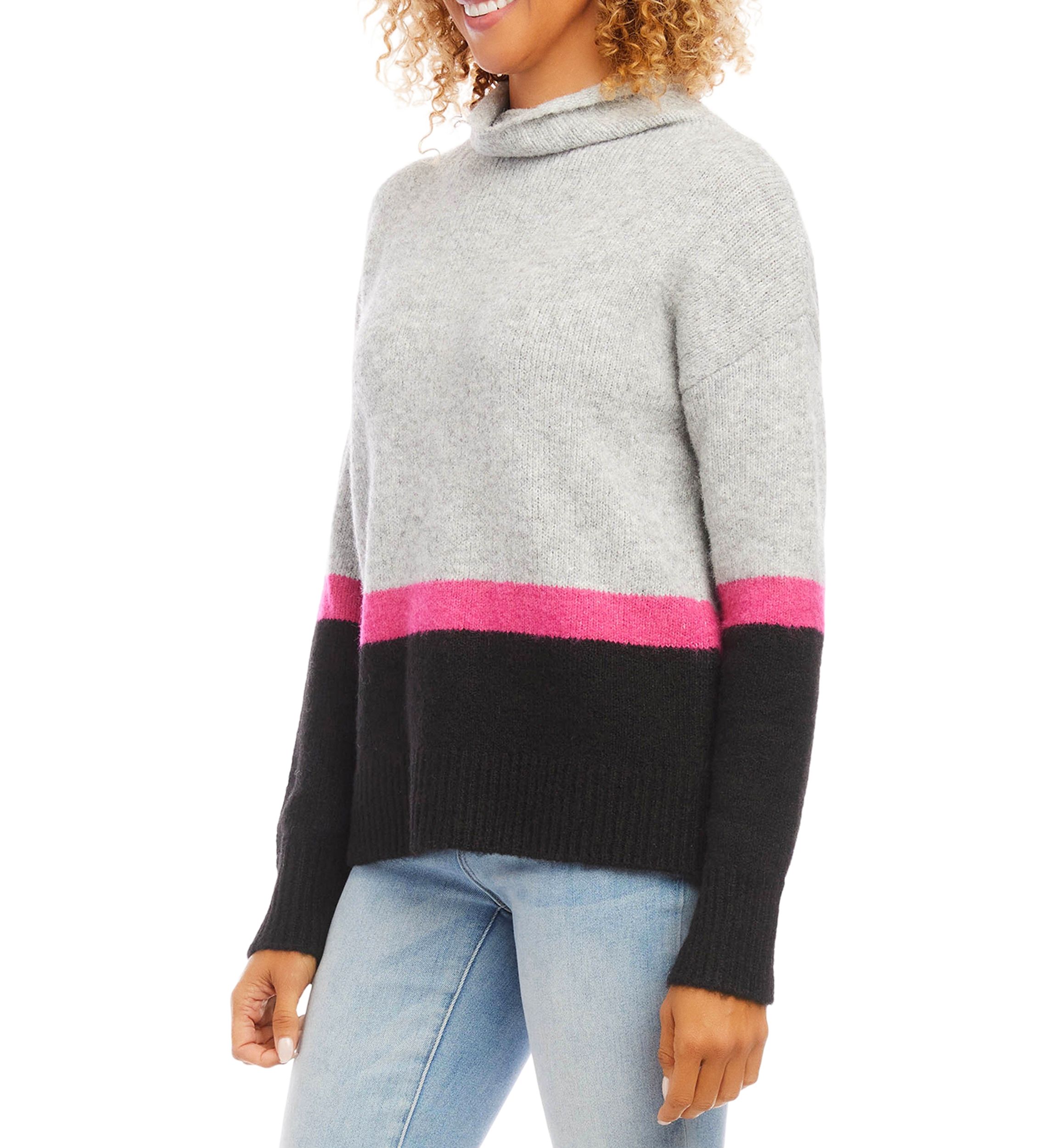 Womens Color Block Sweater