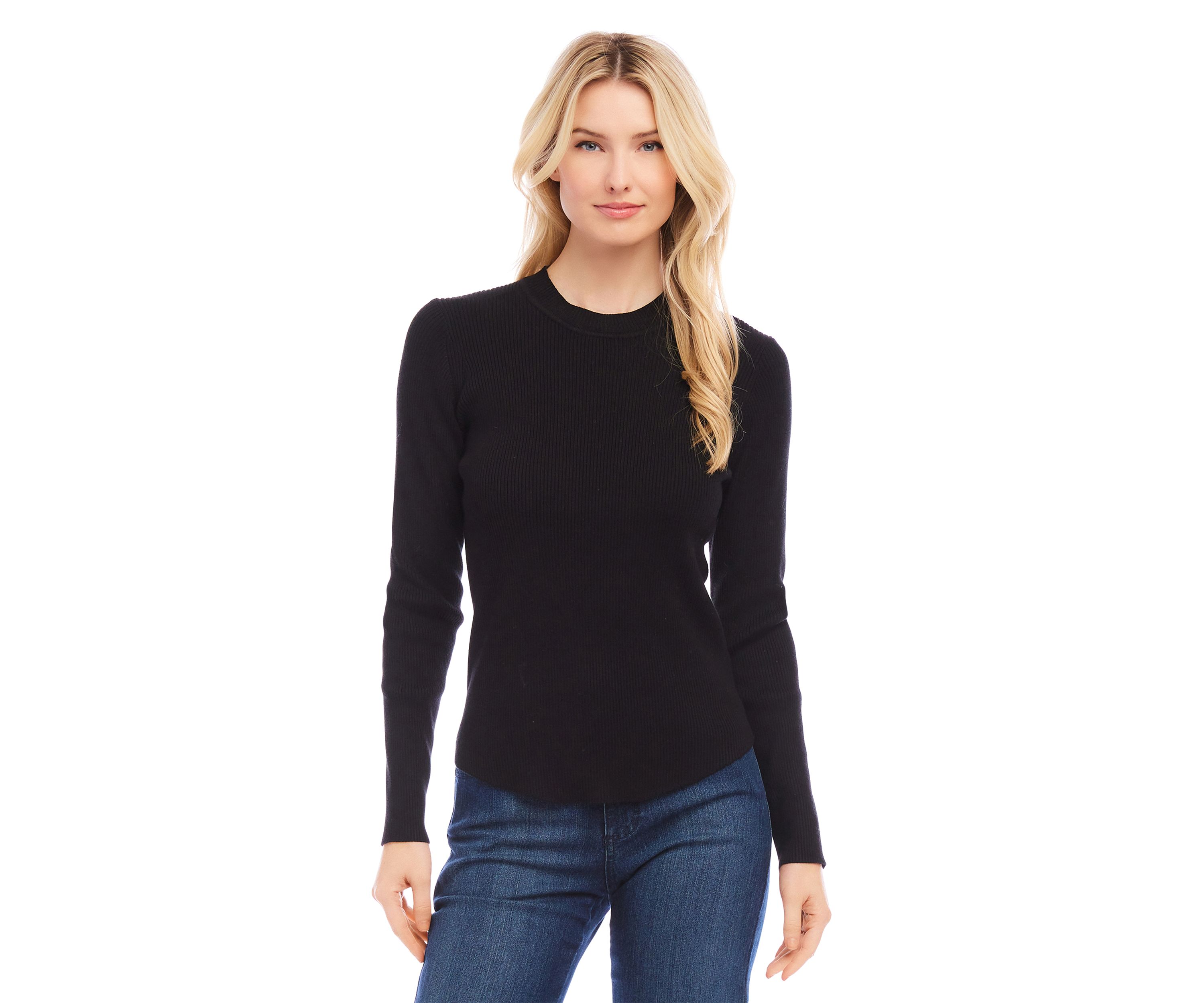 Womens Ribbed Long Sleeve Sweater