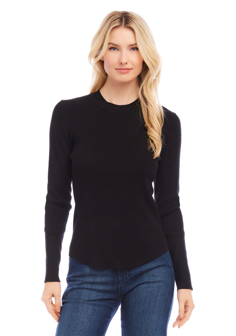 Womens Ribbed Long Sleeve Sweater