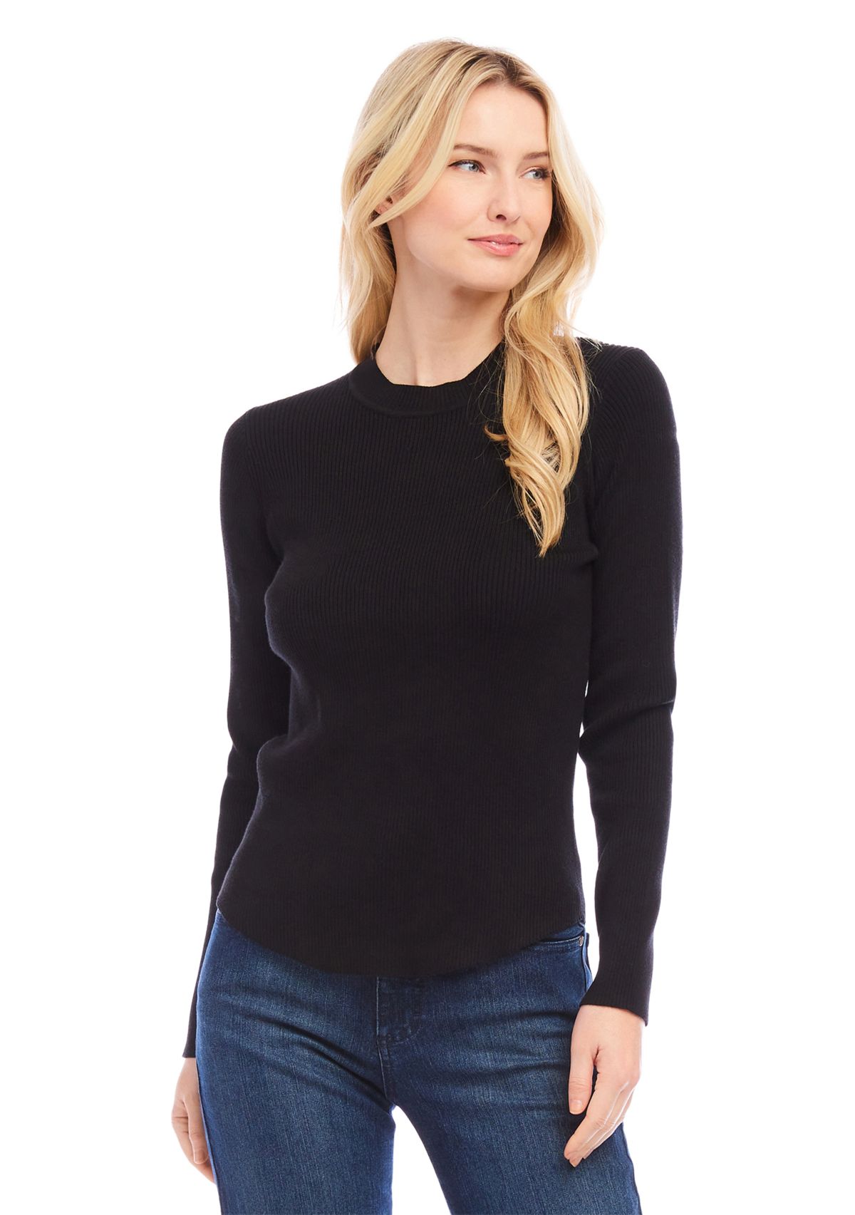 Womens Ribbed Long Sleeve Sweater