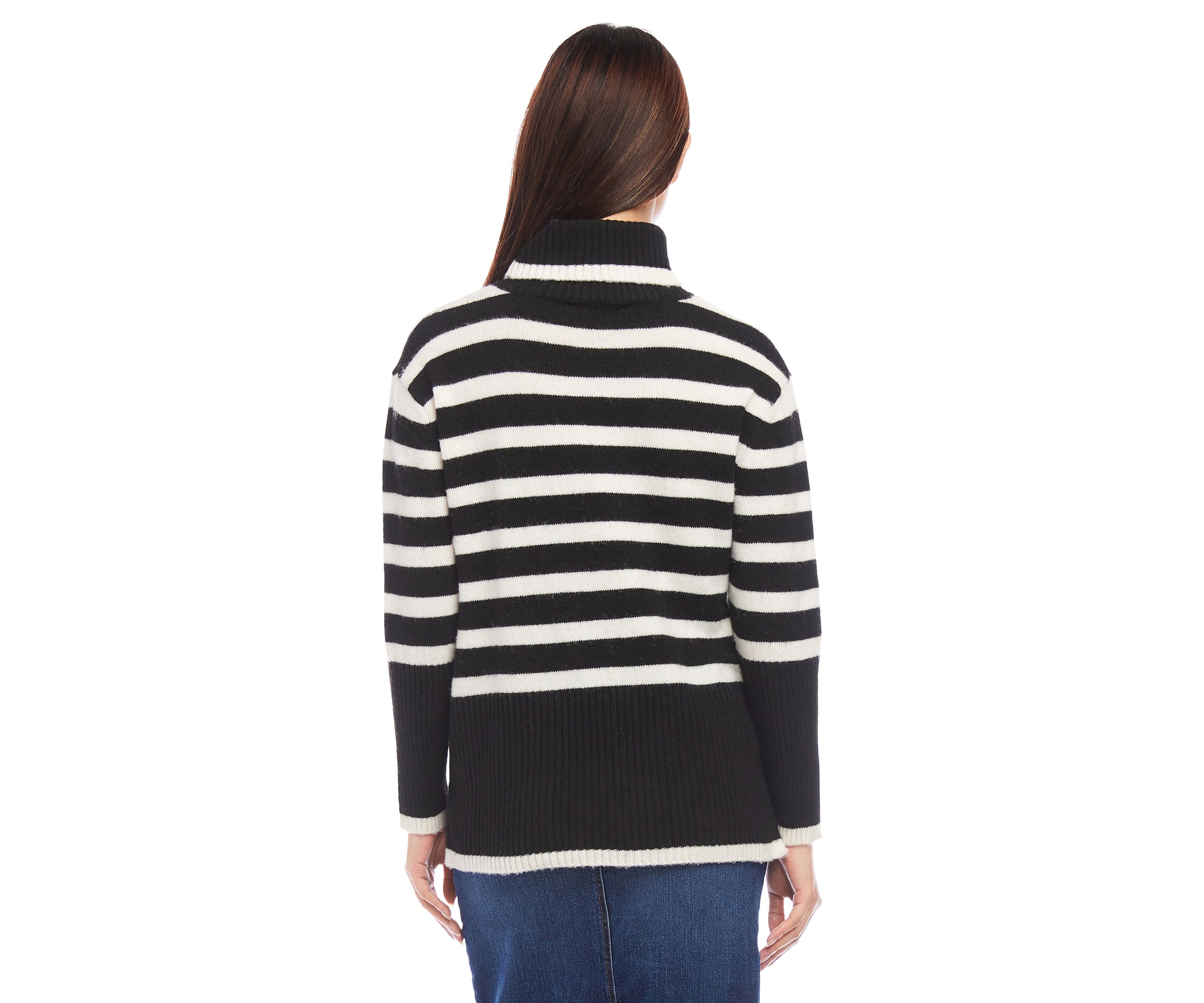 Womens Stripe Turtleneck Sweater