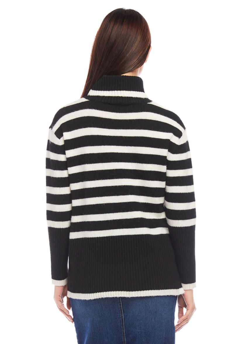 Womens Stripe Turtleneck Sweater