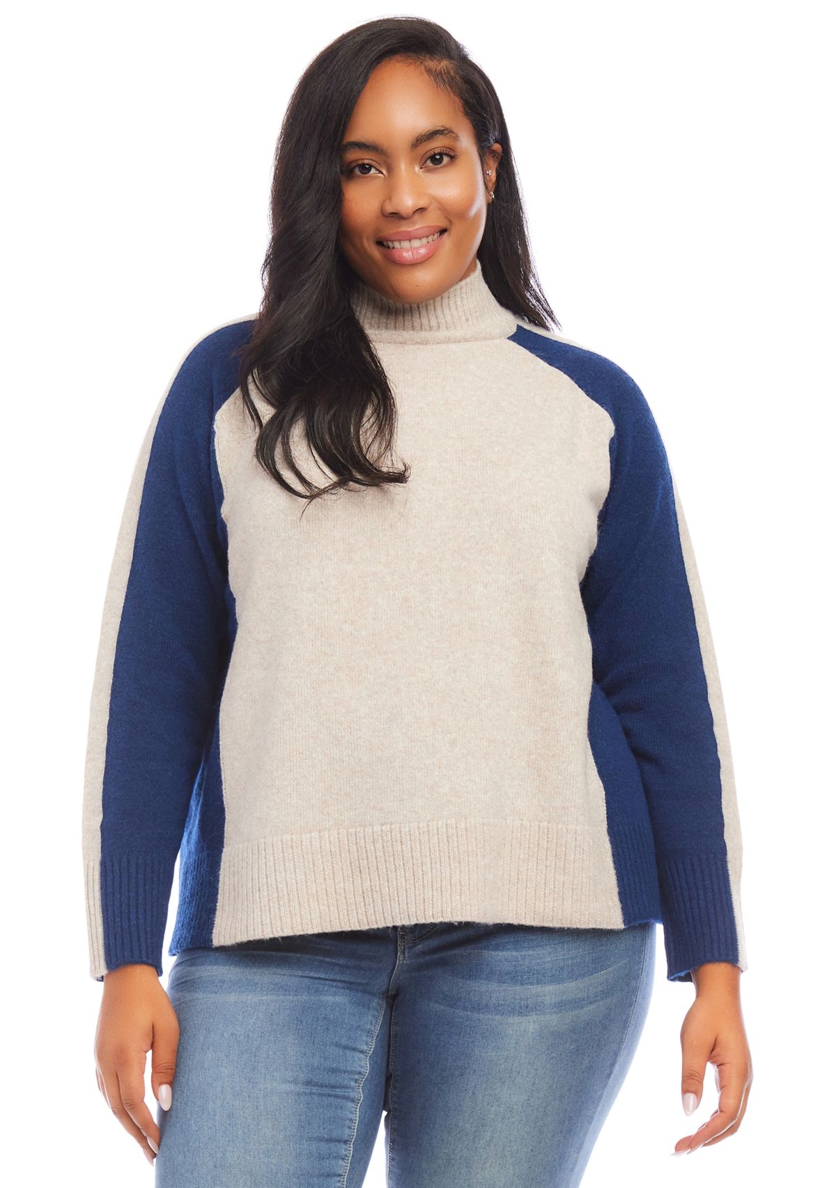 Plus Size Color Block Sweater