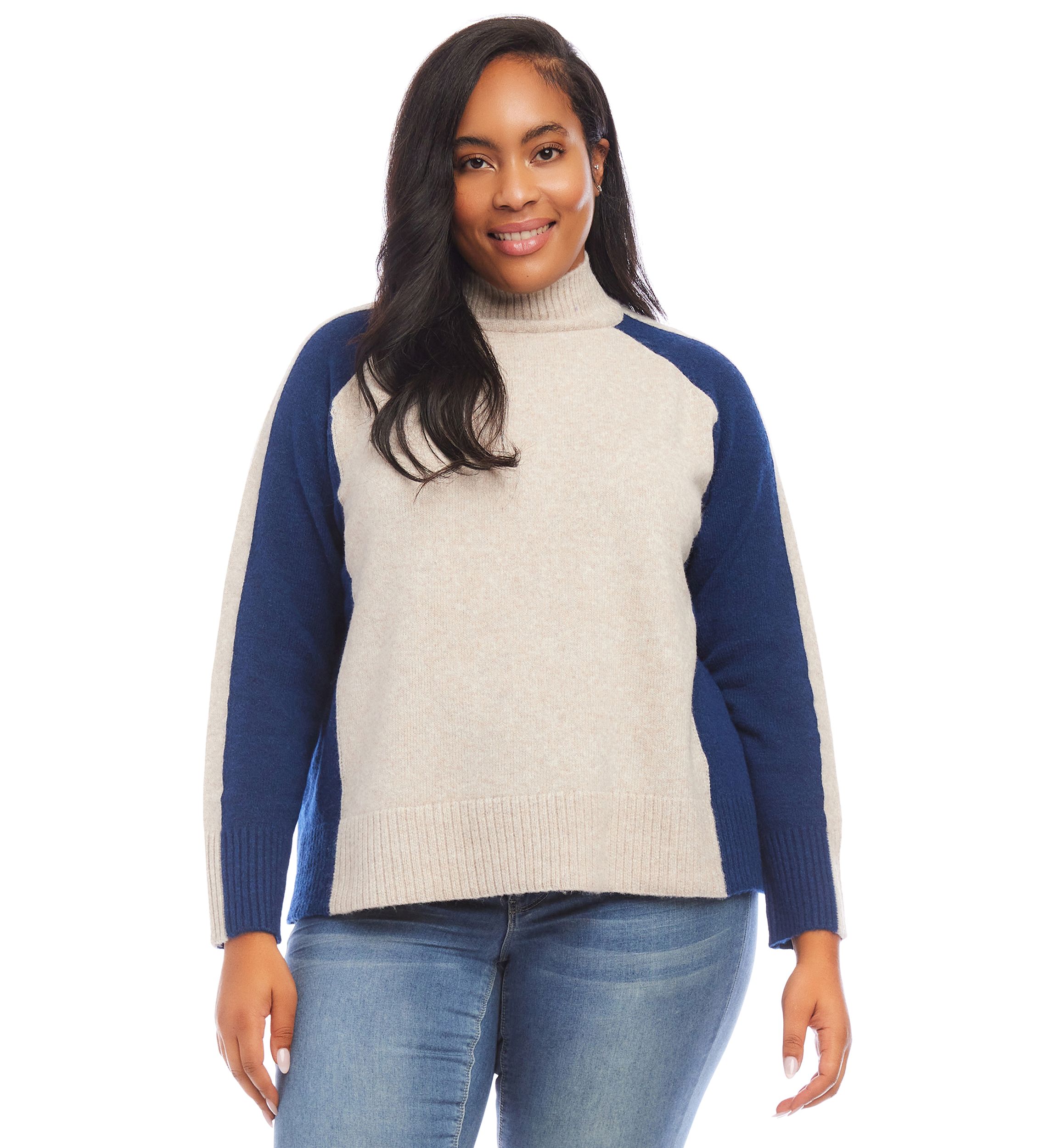 Plus Size Color Block Sweater