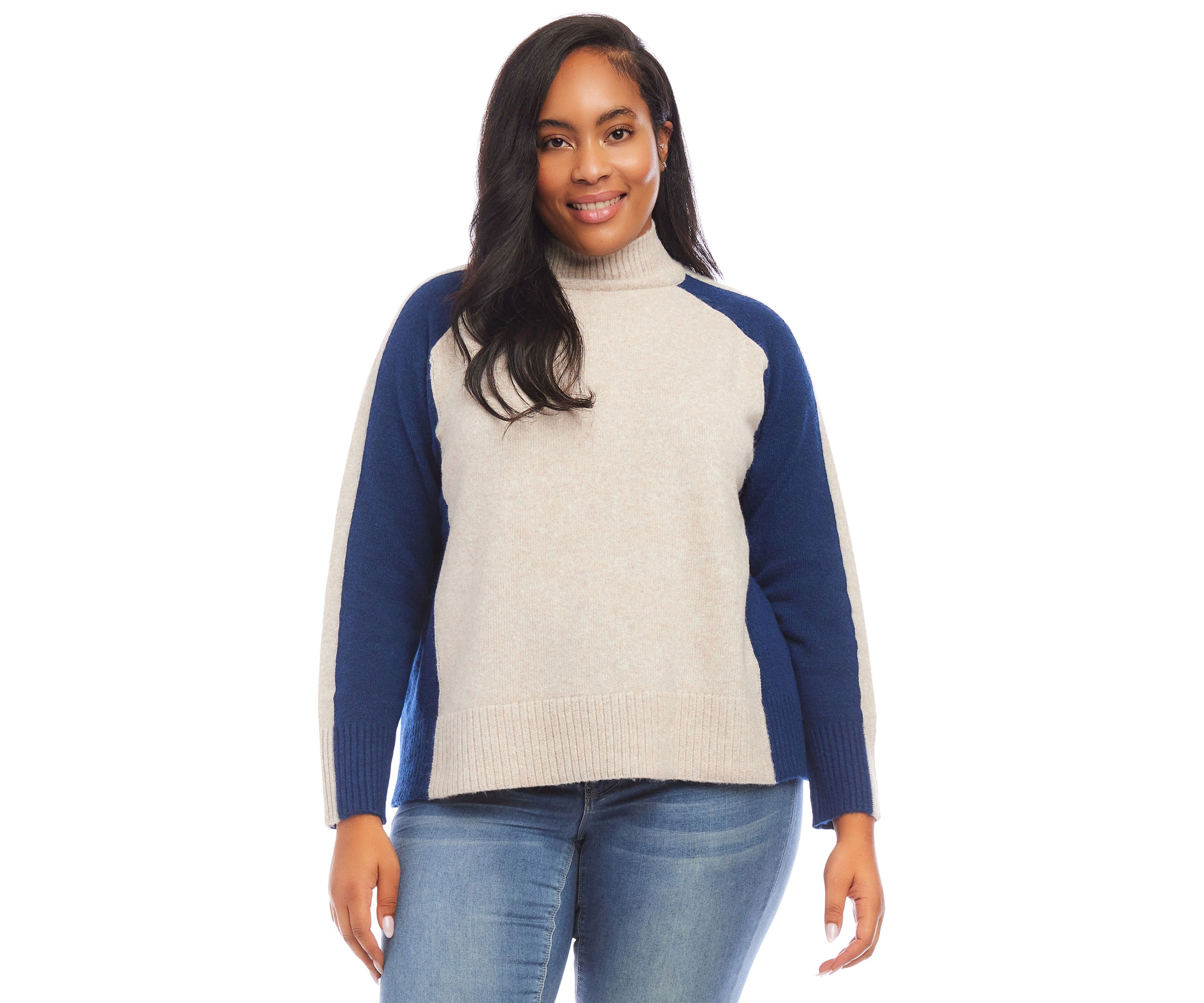 Plus Size Color Block Sweater