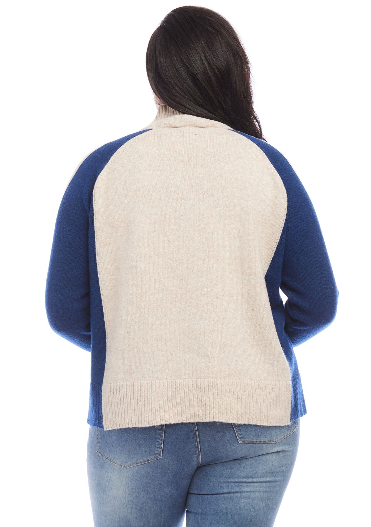 Plus Size Color Block Sweater