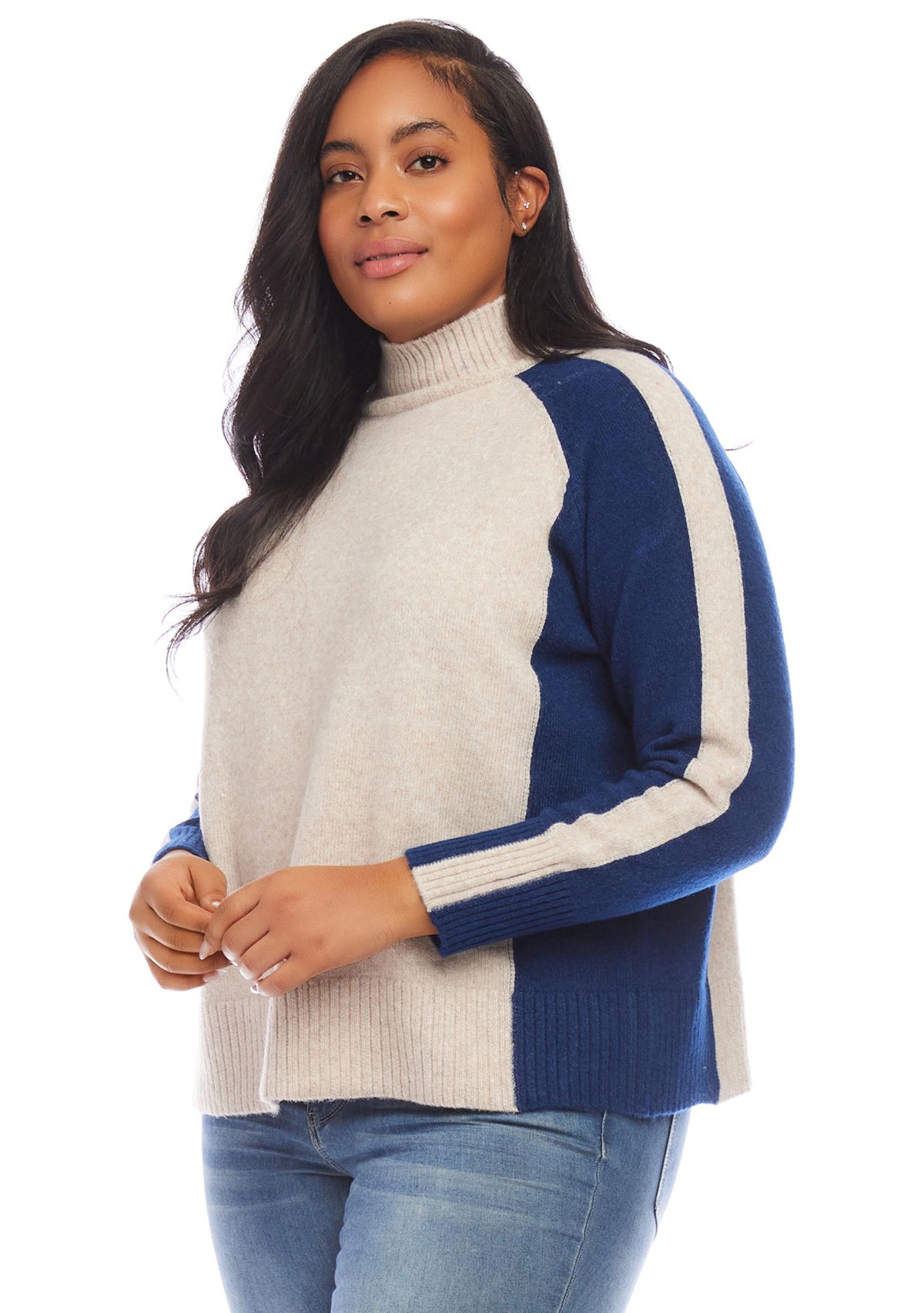 Plus Size Color Block Sweater