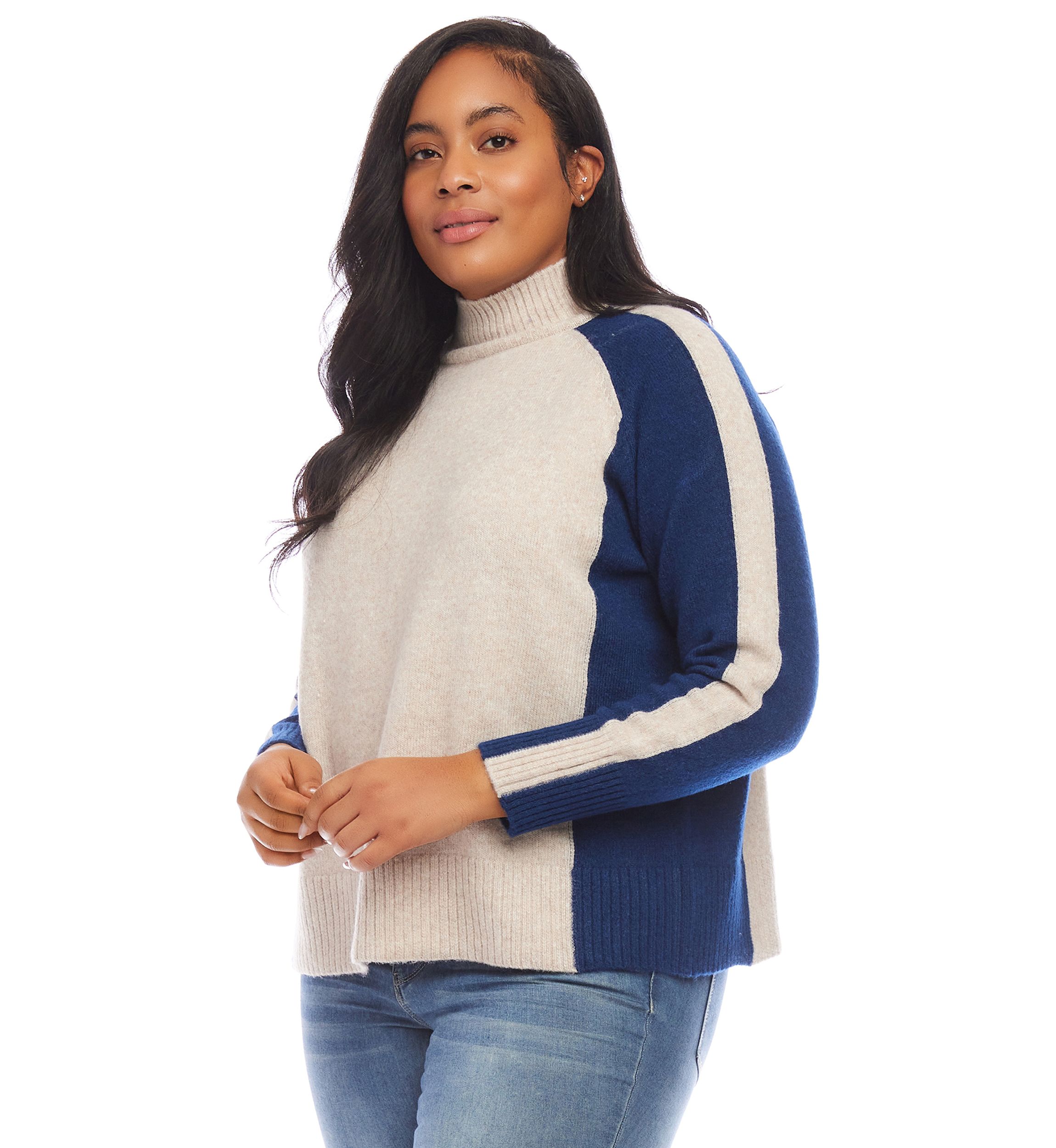 Plus Size Color Block Sweater