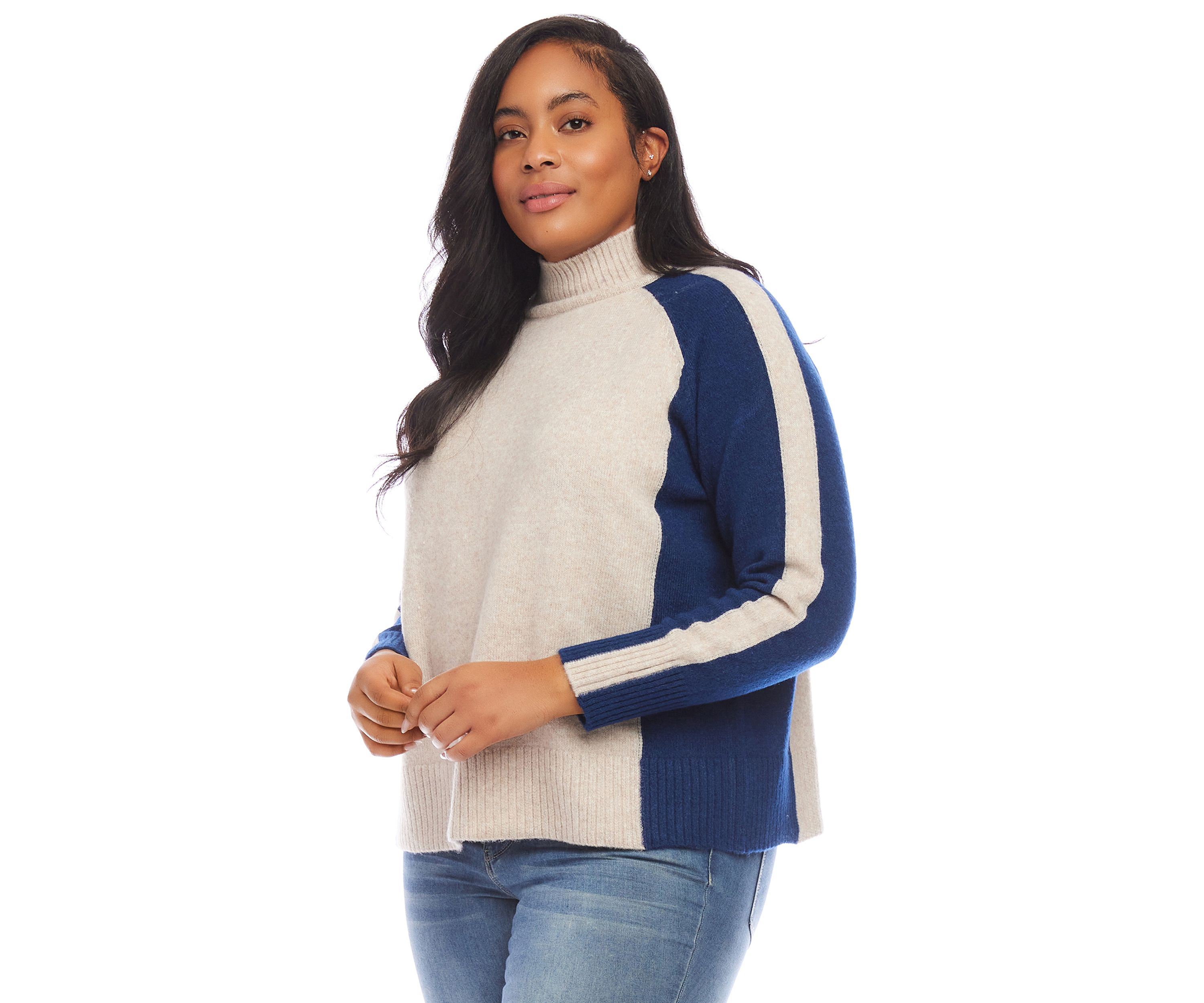 Plus Size Color Block Sweater