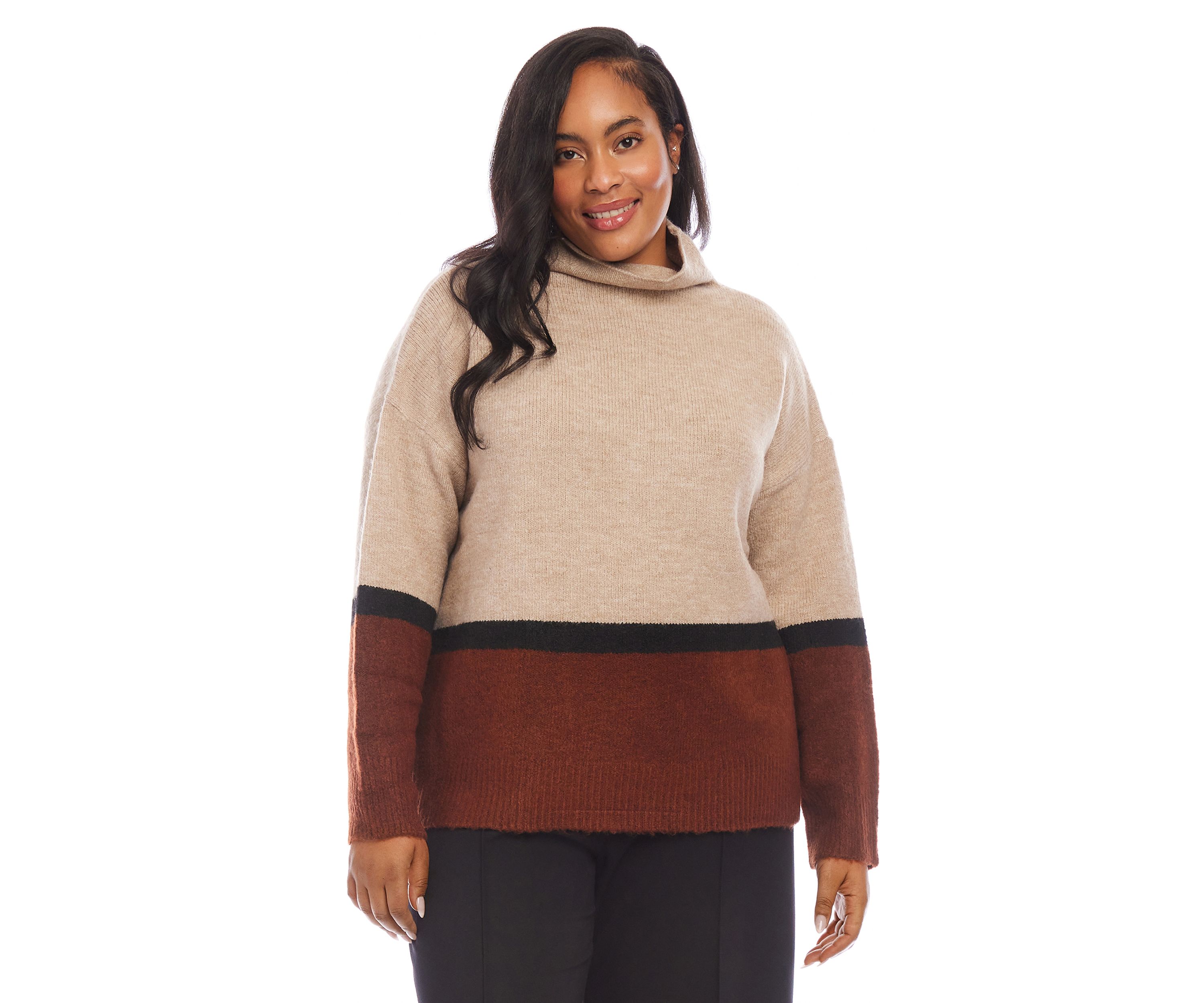 Plus Size Color Block Sweater