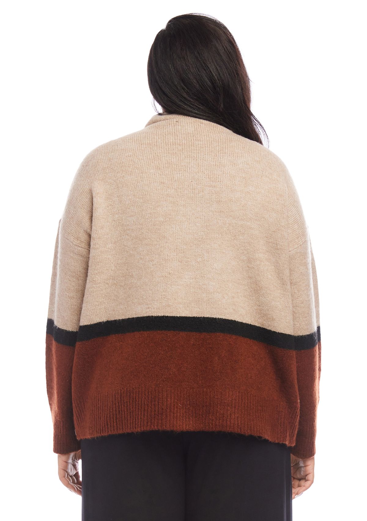 Plus Size Color Block Sweater