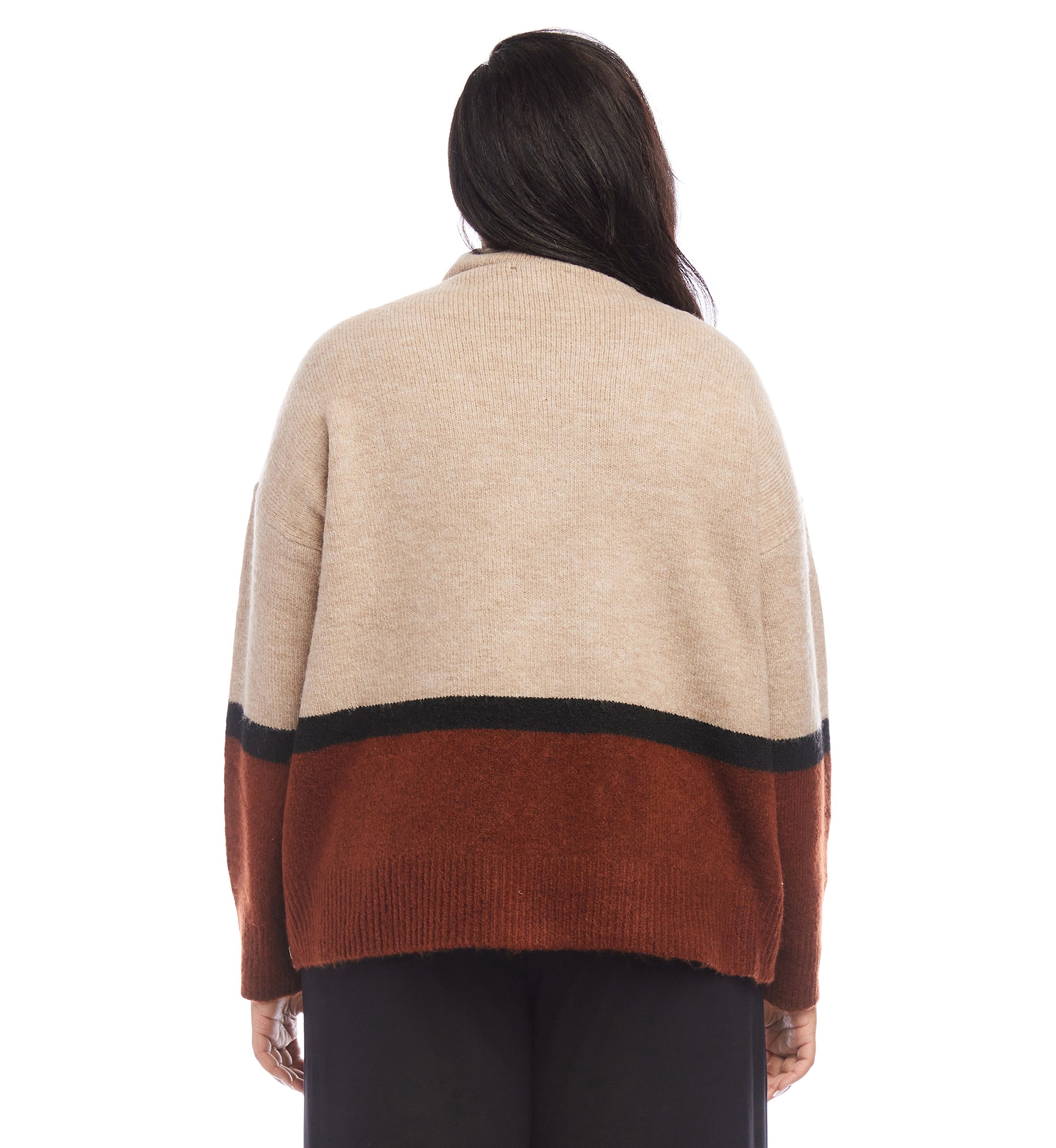 Plus Size Color Block Sweater