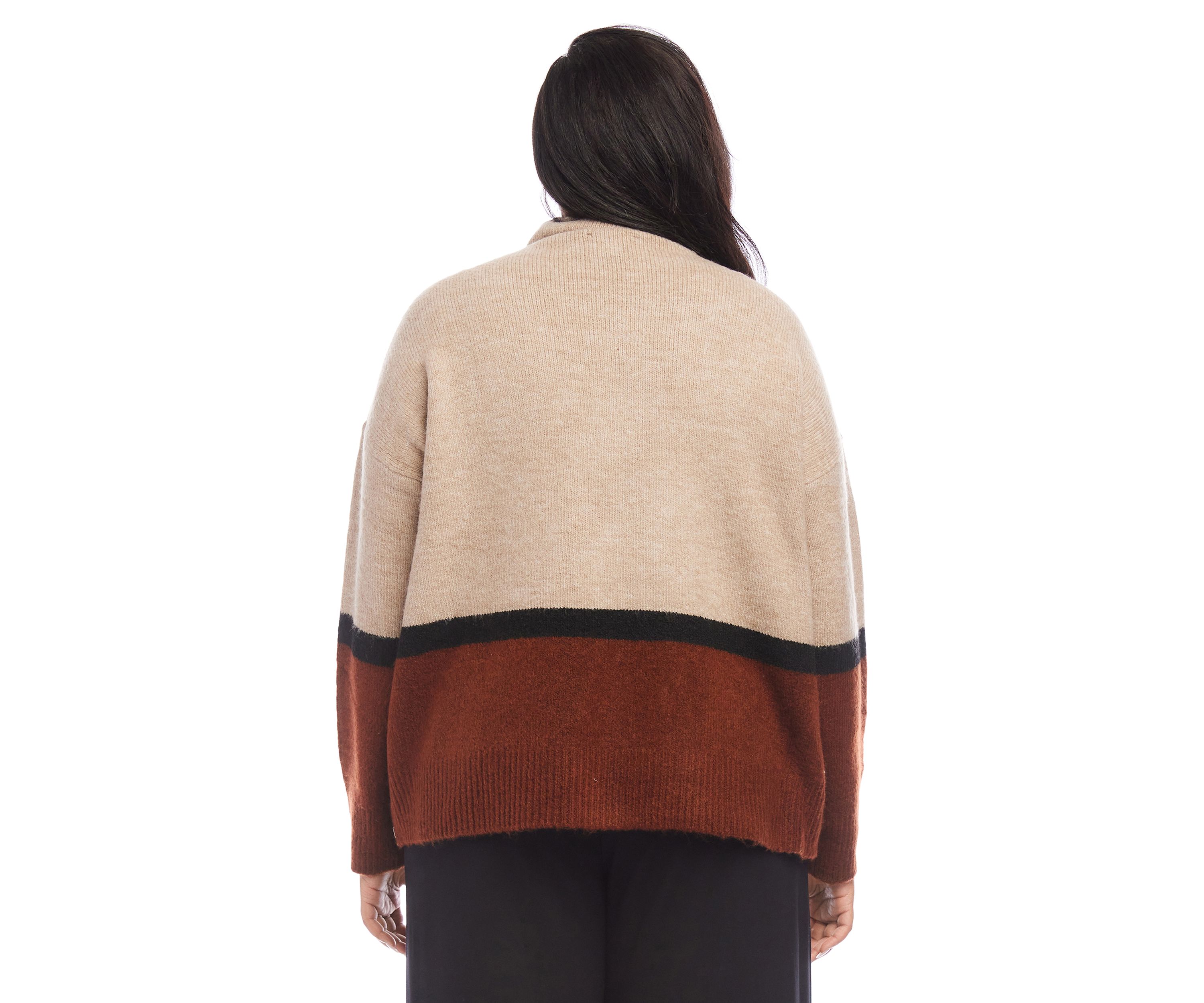 Plus Size Color Block Sweater