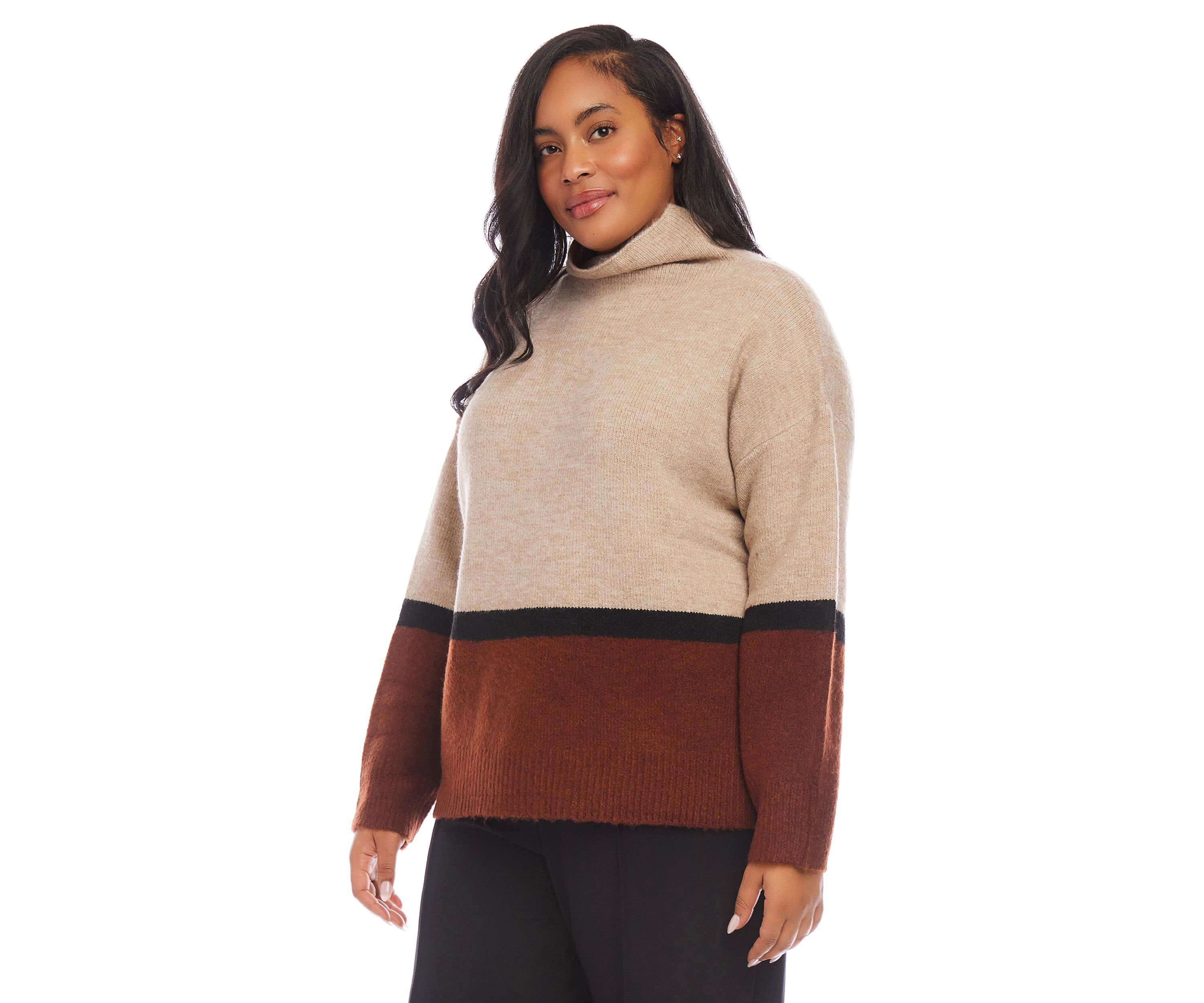 Plus Size Color Block Sweater