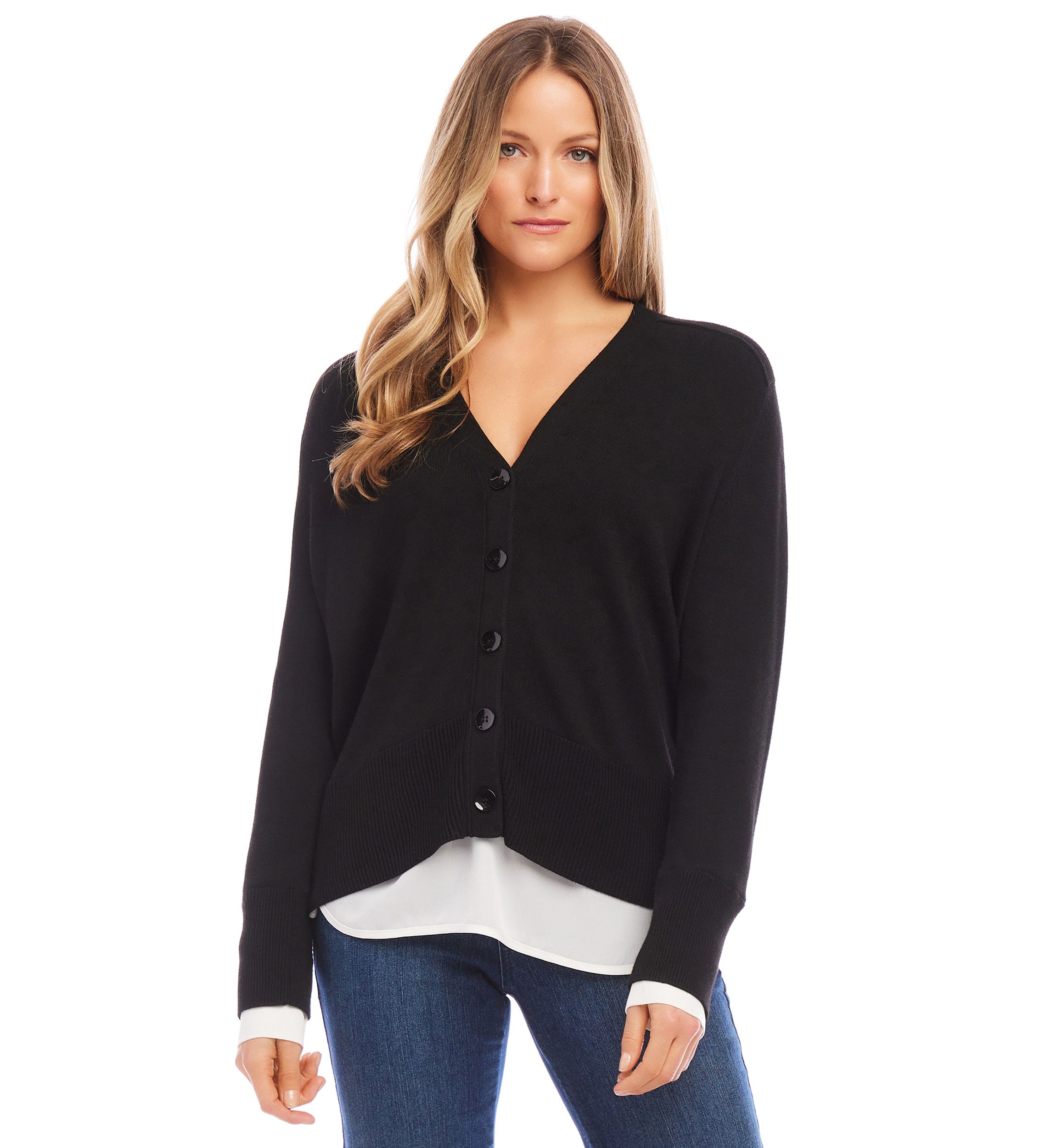 Womens Layered Sweater Cardigan