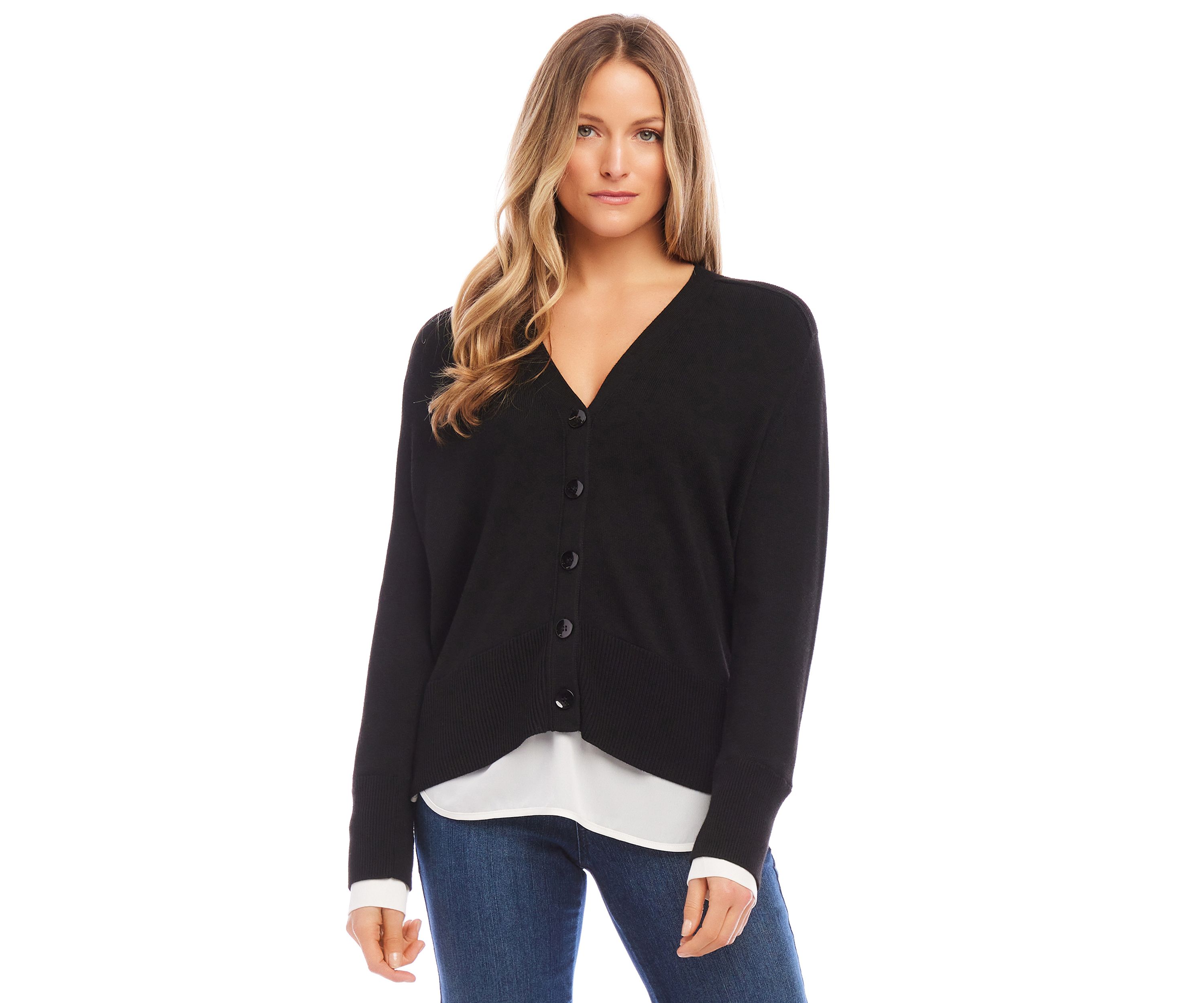 Womens Layered Sweater Cardigan