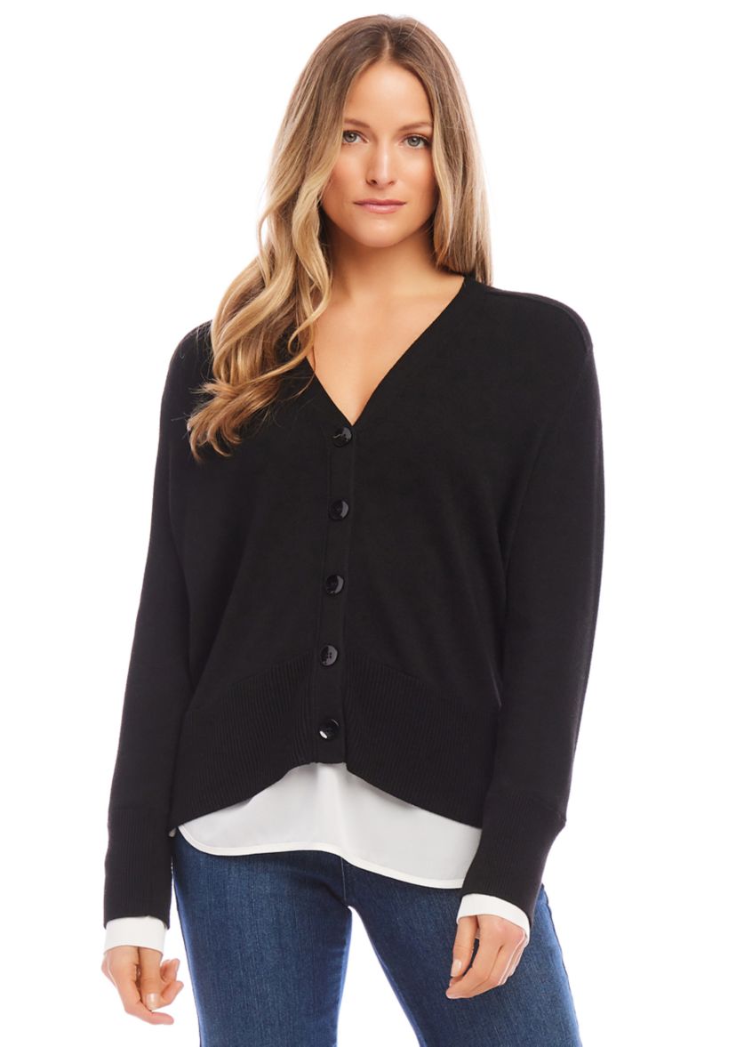 Womens Layered Sweater Cardigan