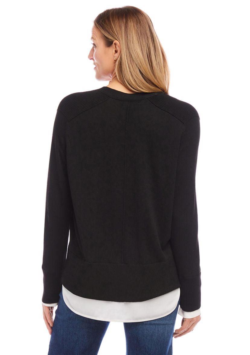 Womens Layered Sweater Cardigan