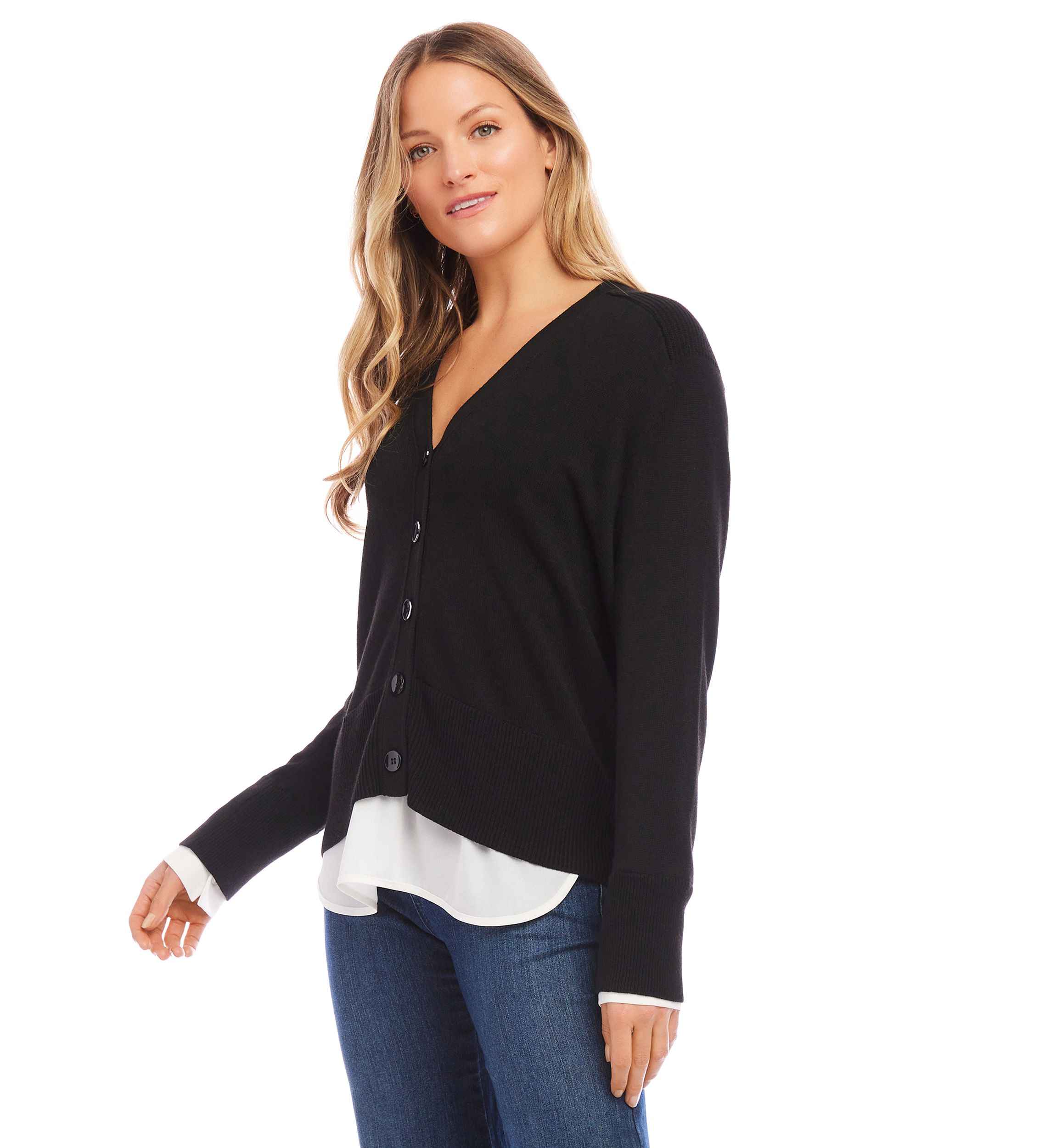 Womens Layered Sweater Cardigan