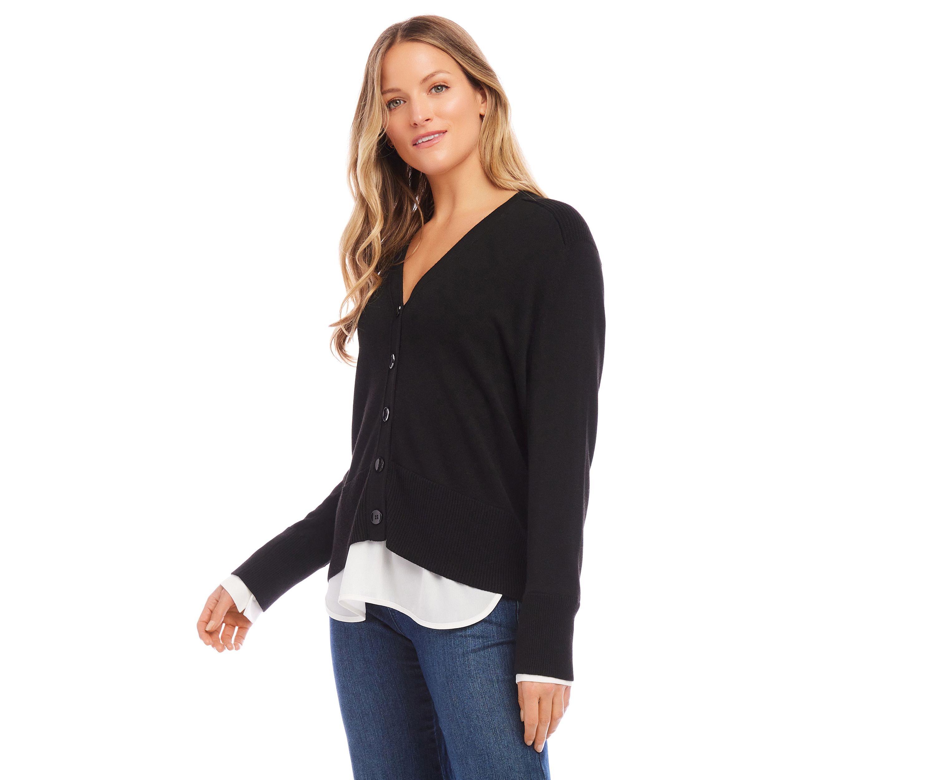 Womens Layered Sweater Cardigan