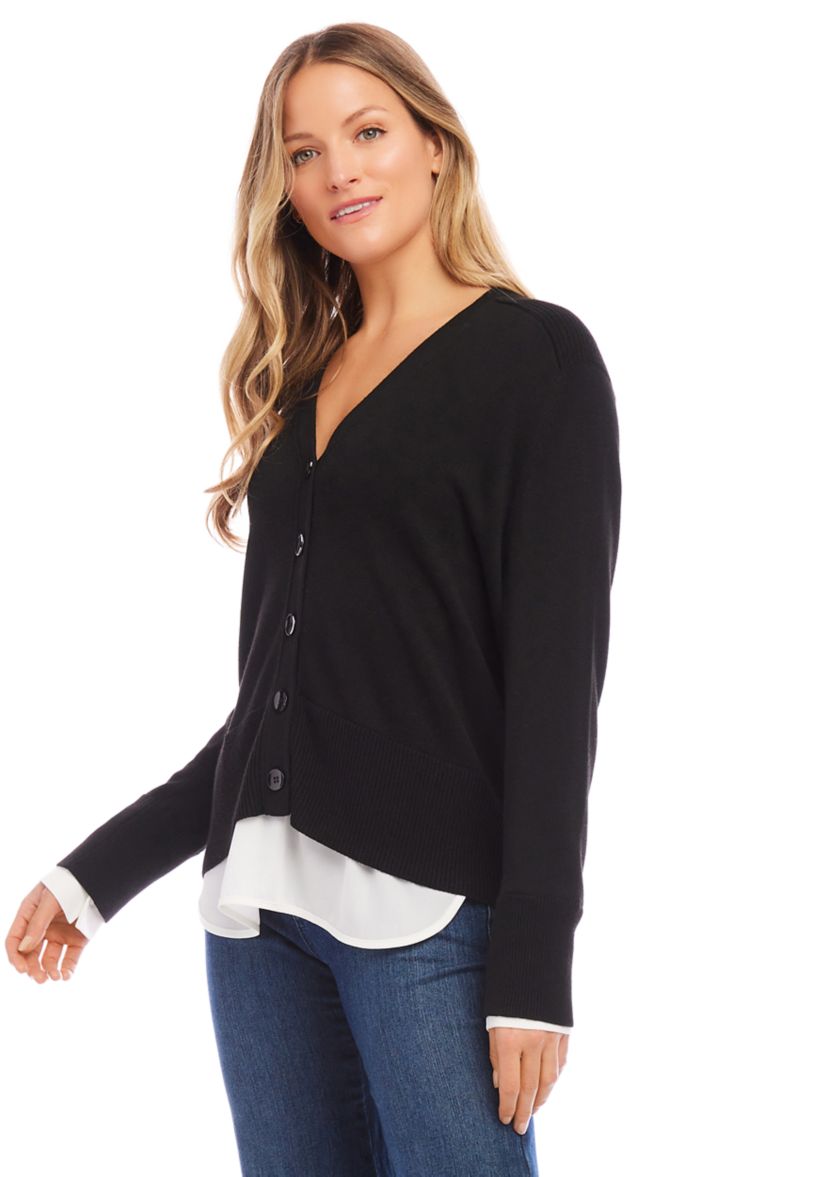 Womens Layered Sweater Cardigan