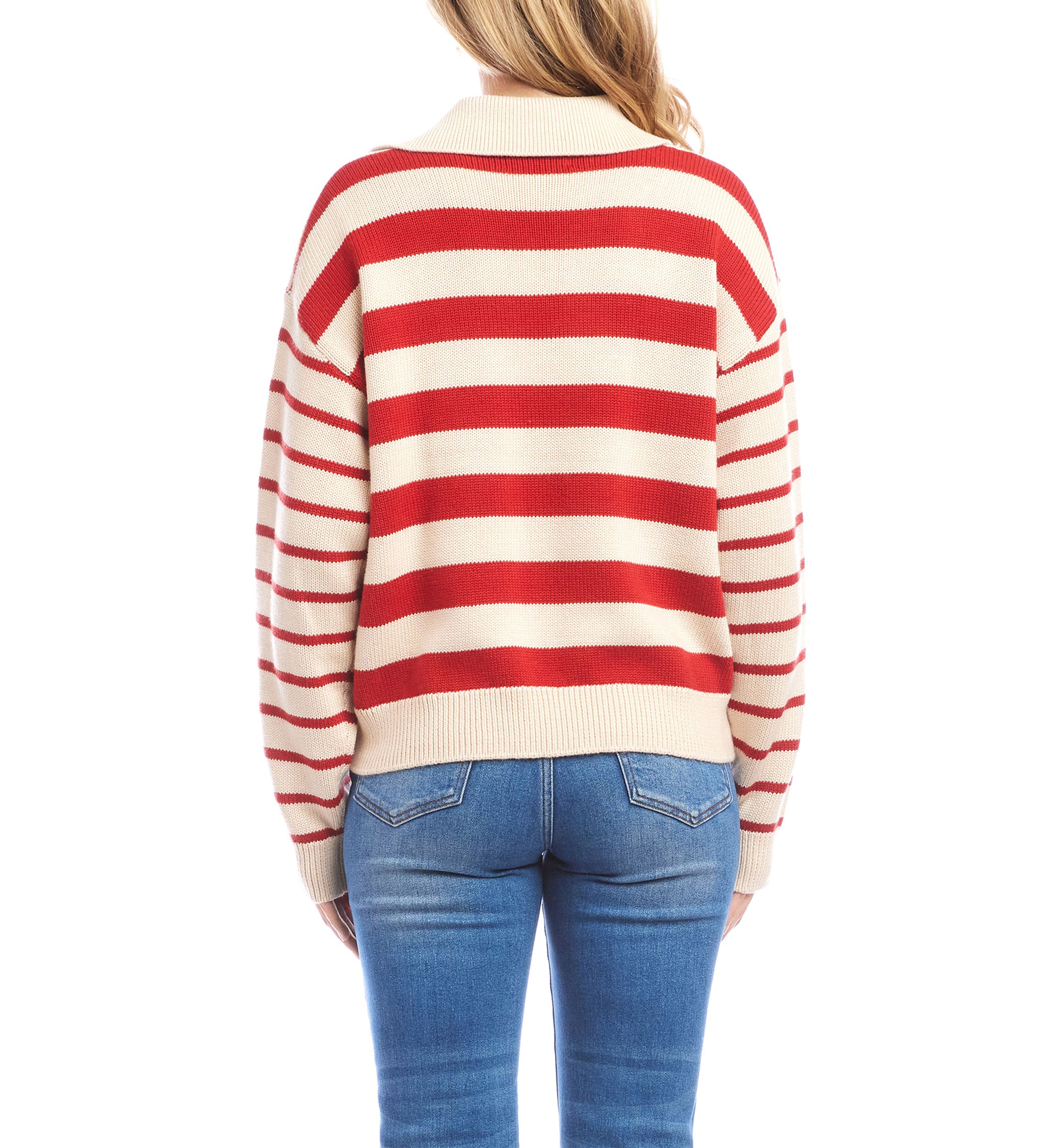 Womens Stripe Polo Sweater