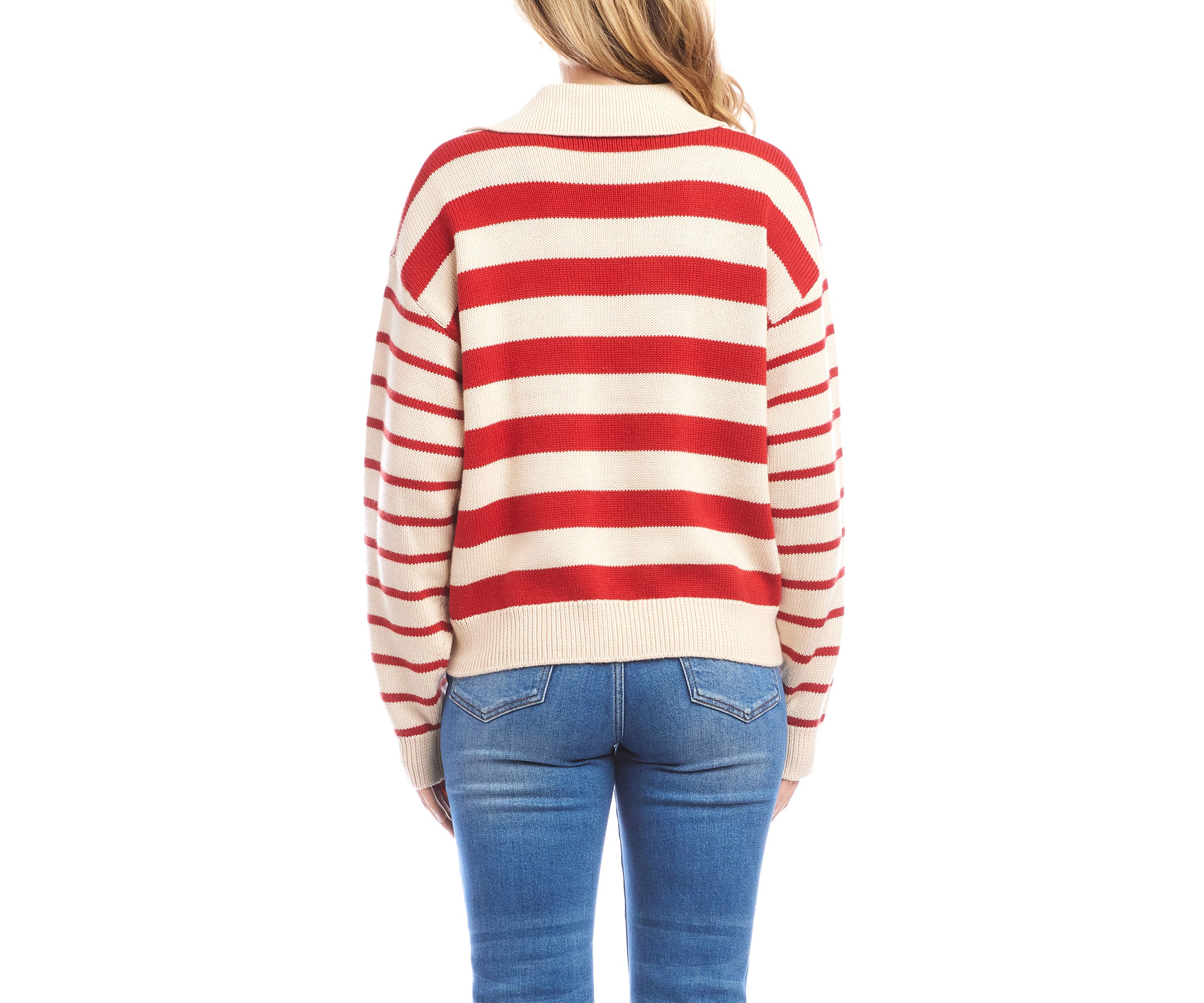 Womens Stripe Polo Sweater