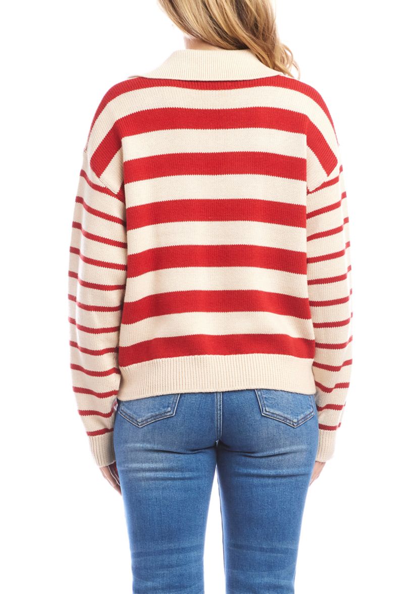Womens Stripe Polo Sweater