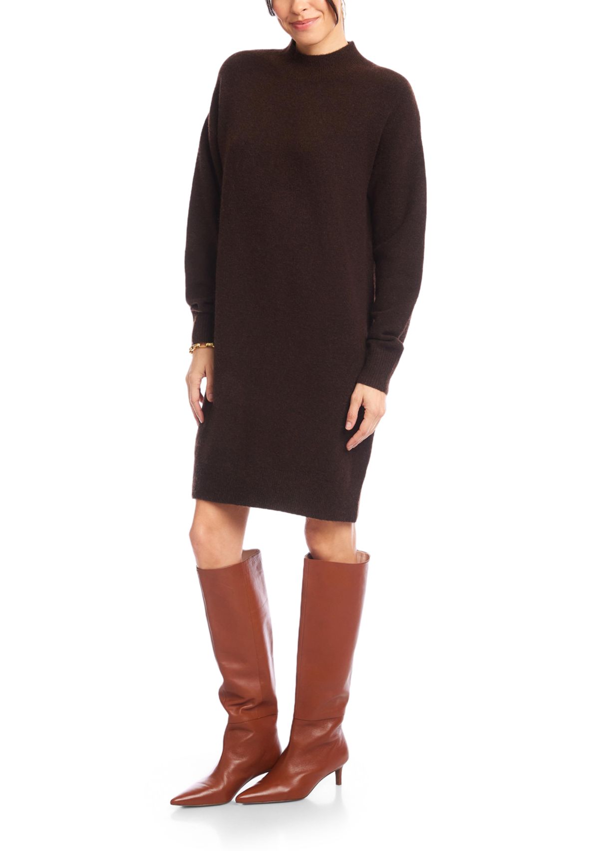 Womens Mock Neck Sweater Dress