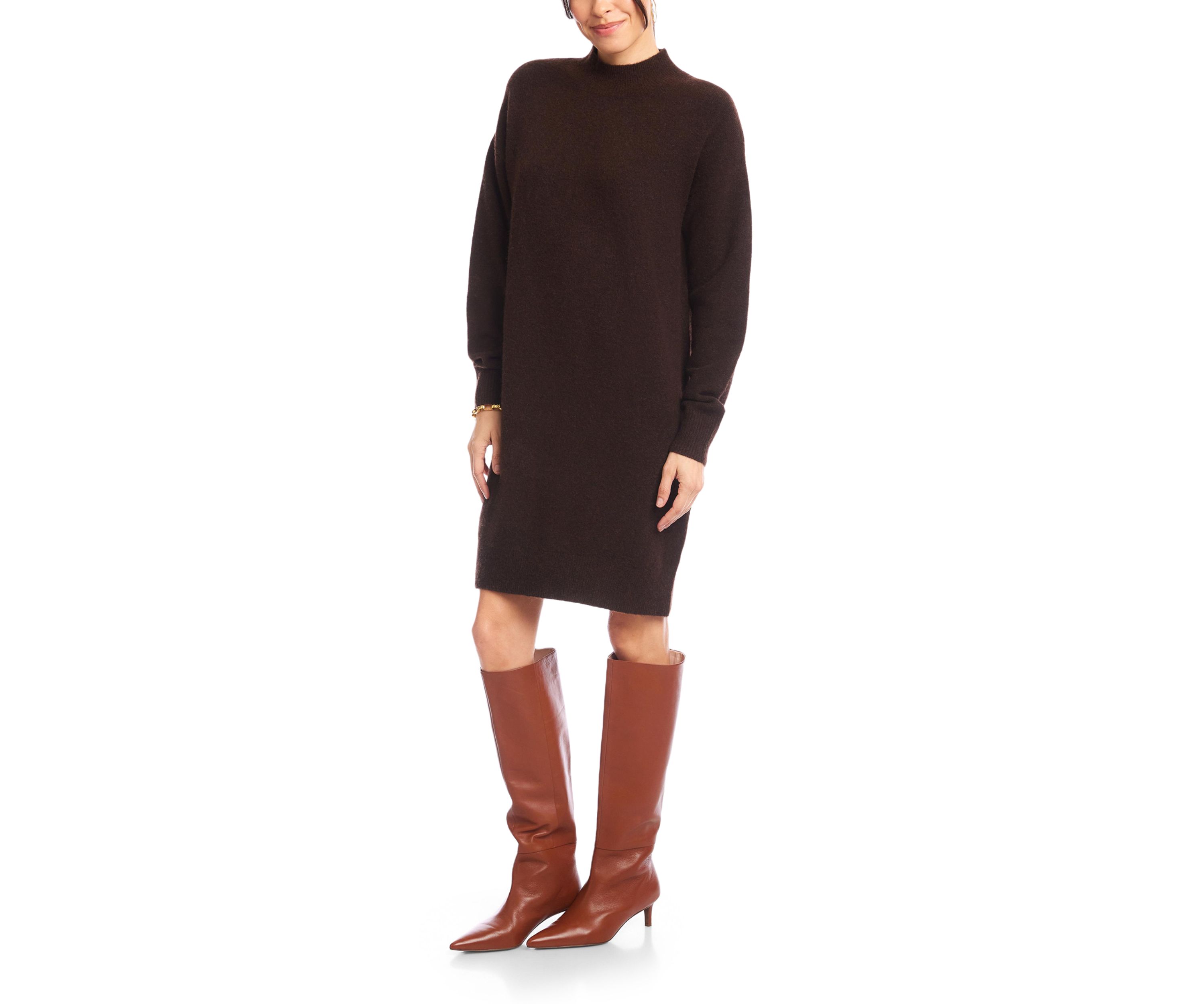 Womens Mock Neck Sweater Dress