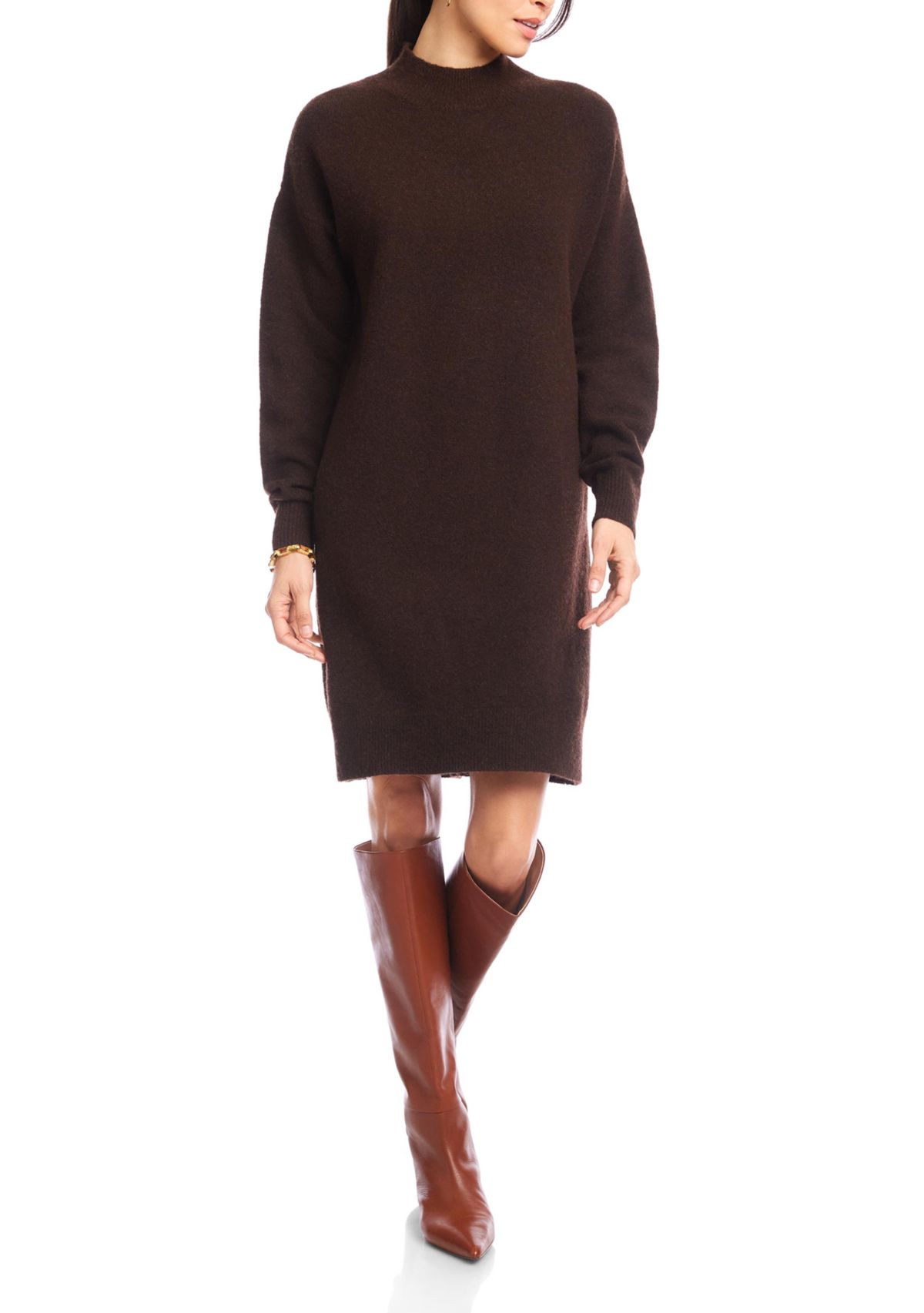 Womens Mock Neck Sweater Dress