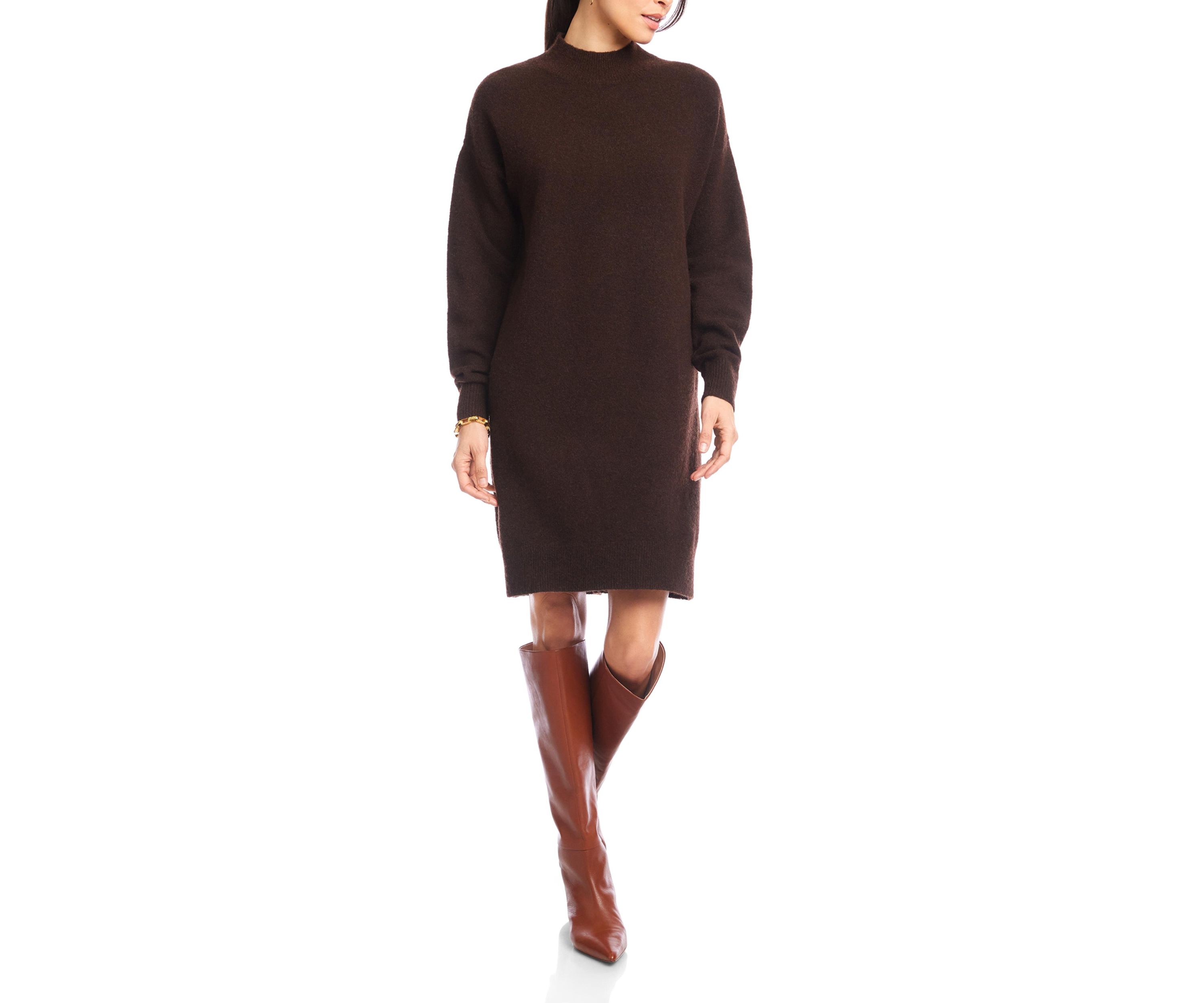 Womens Mock Neck Sweater Dress