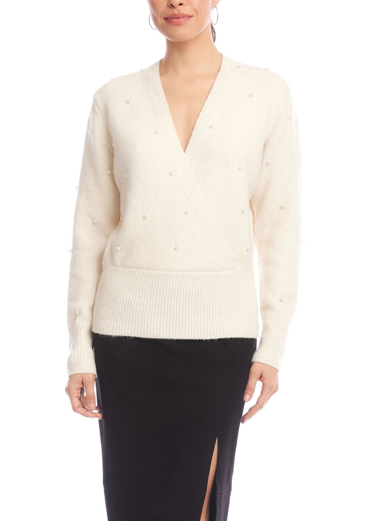 Petite Pearl Wrap Sweater 