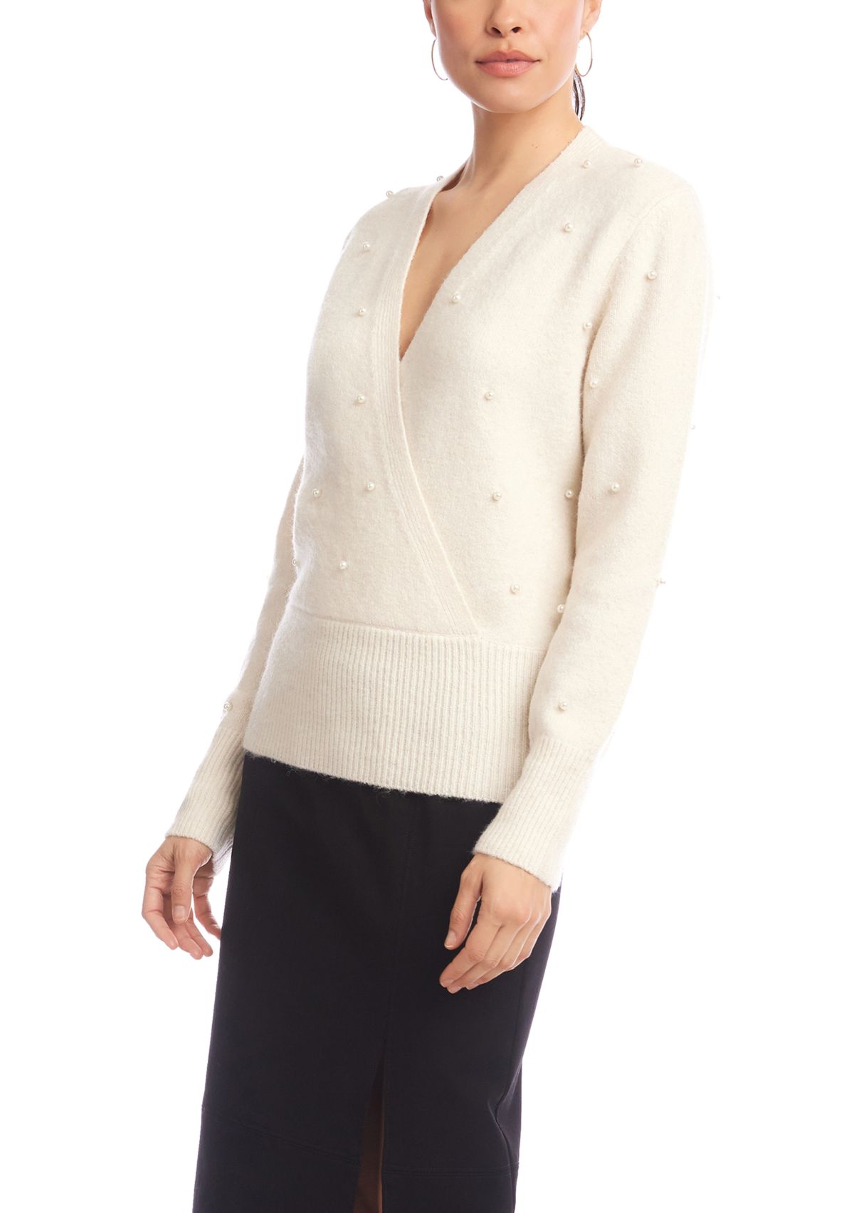 Petite Pearl Wrap Sweater 