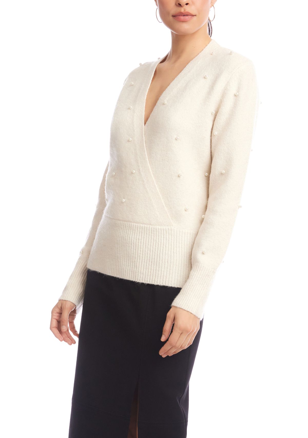 Womens Pearl Wrap Sweater 