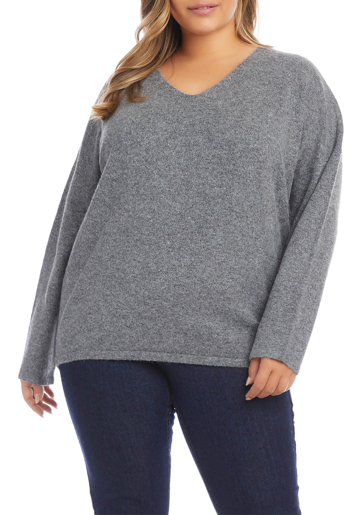 Plus Size V-Neck Relaxed Fit Sweater