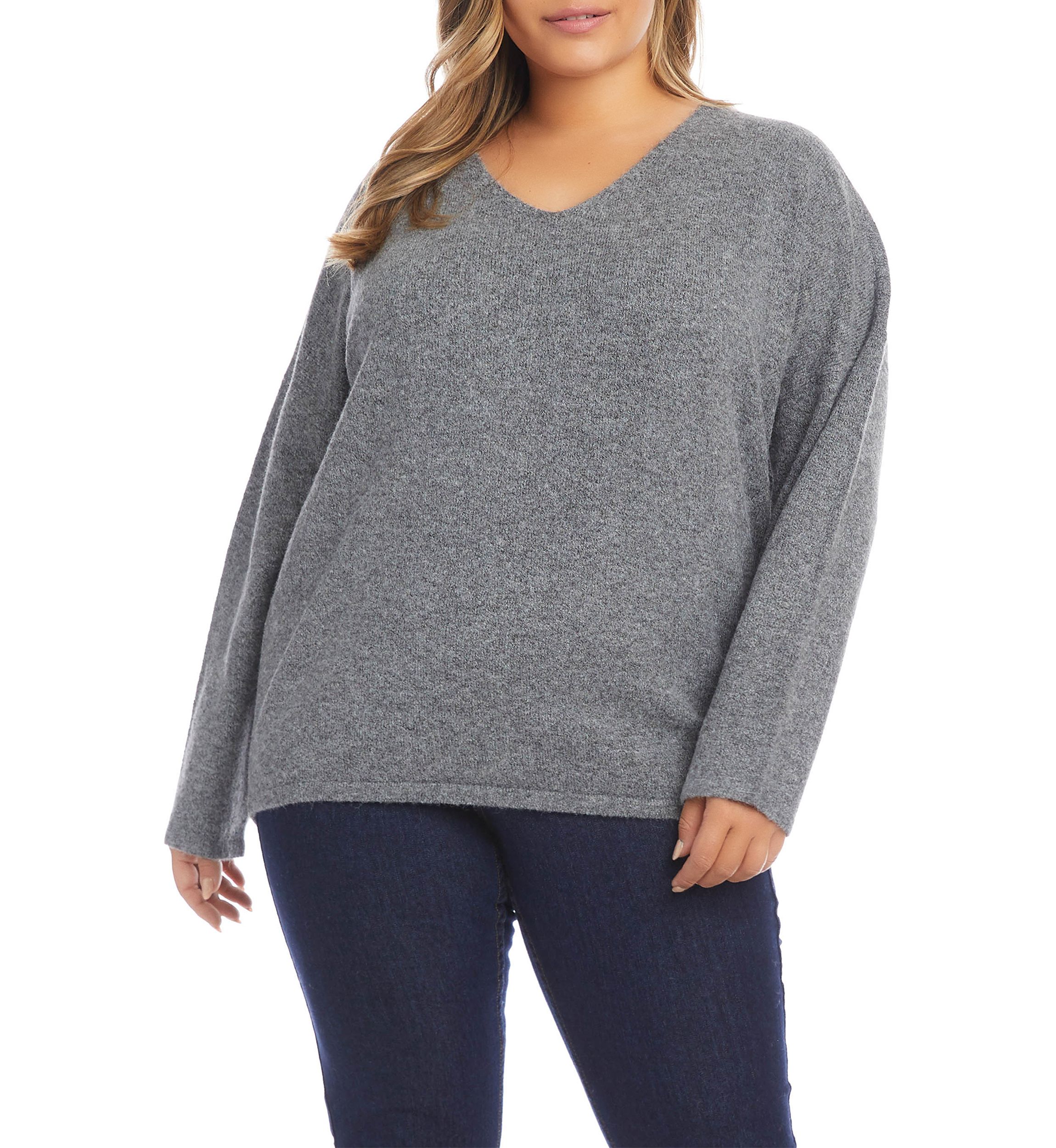 Plus Size V-Neck Relaxed Fit Sweater