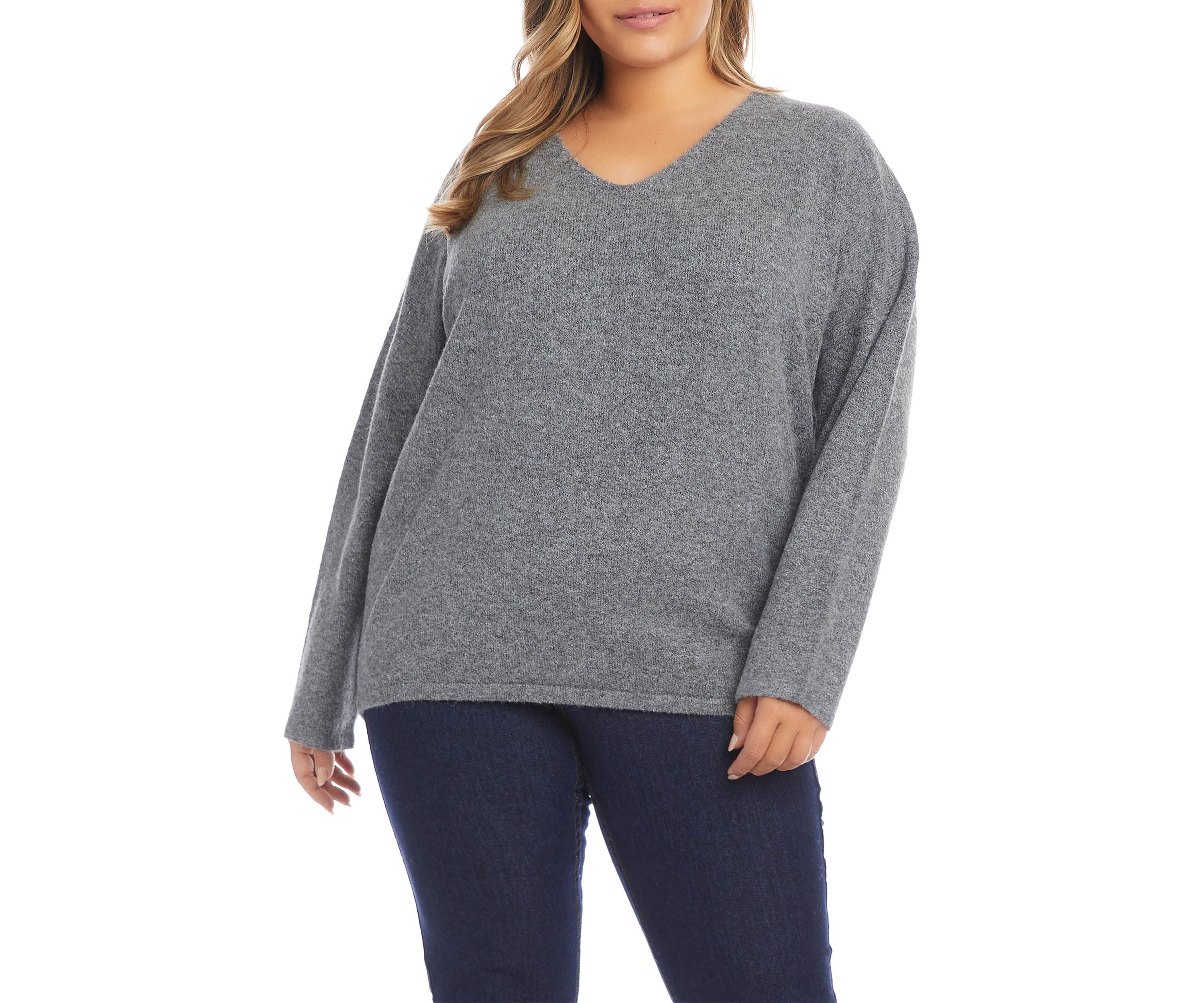 Plus Size V-Neck Relaxed Fit Sweater