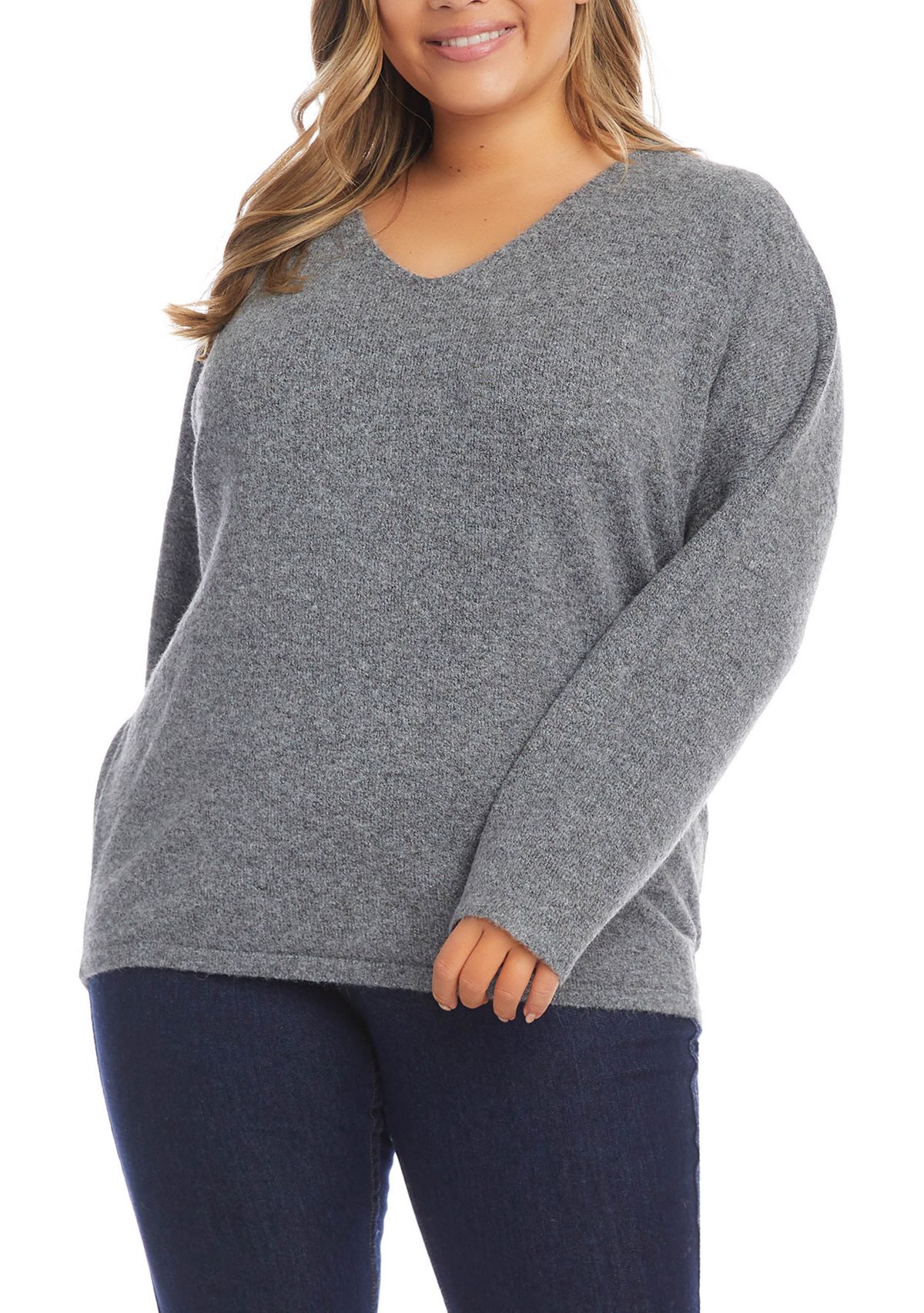 Plus Size V-Neck Relaxed Fit Sweater