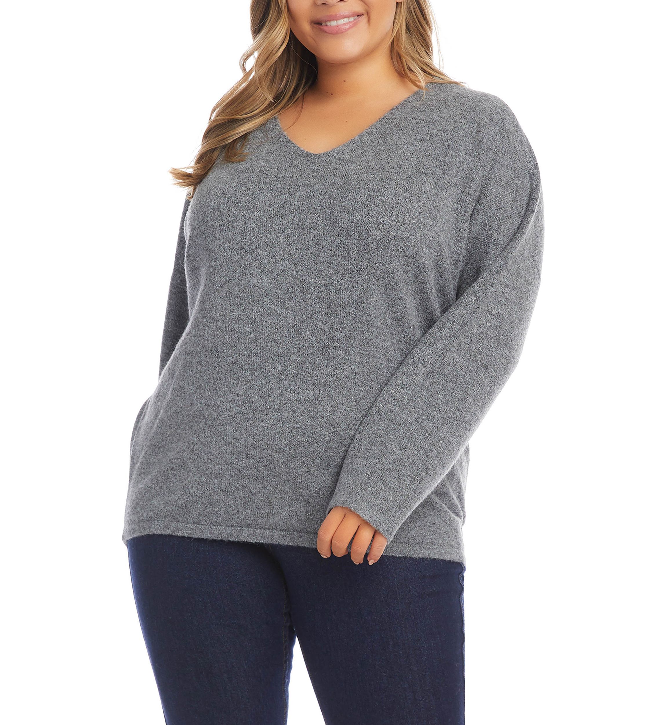 Plus Size V-Neck Relaxed Fit Sweater