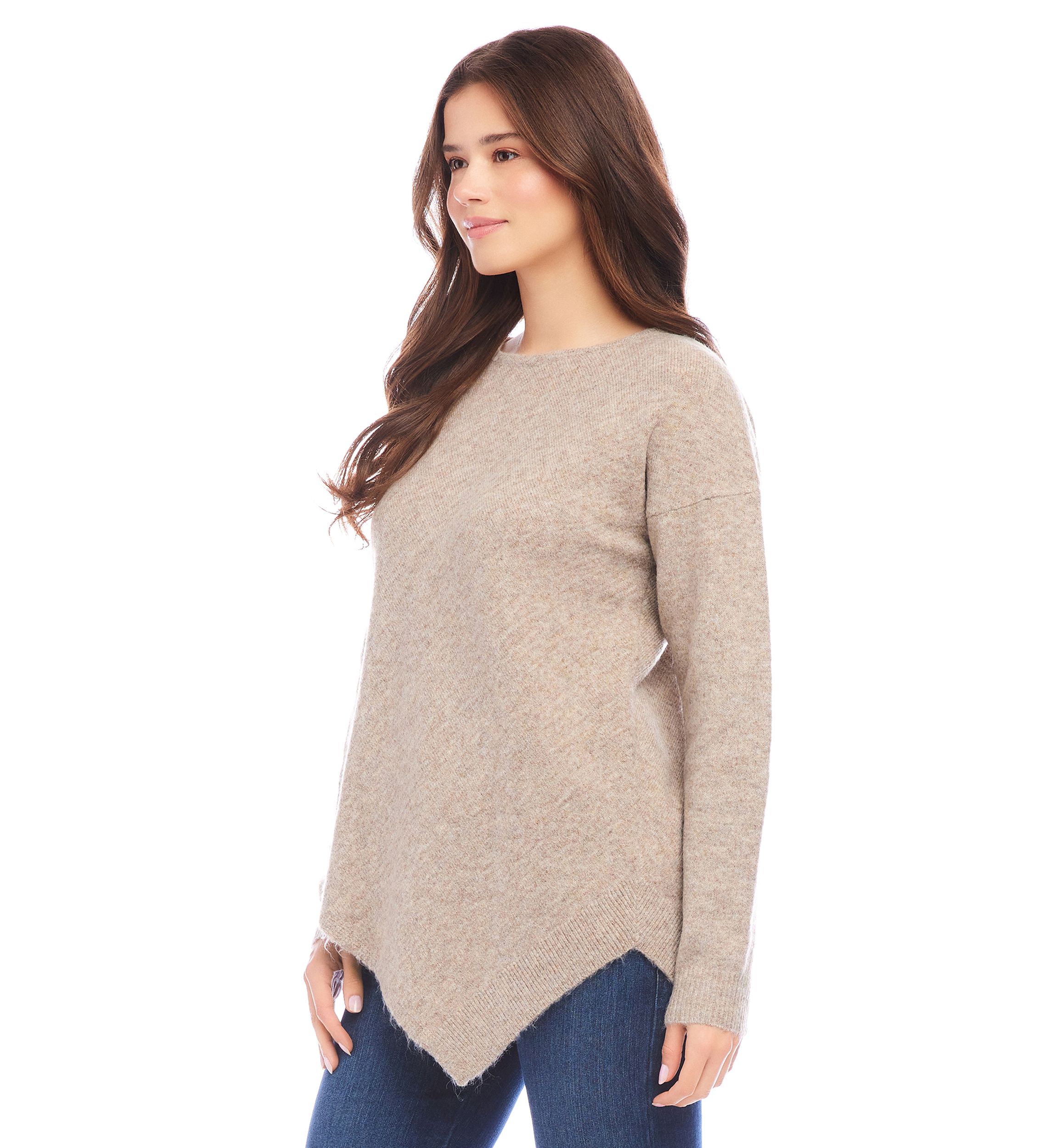 Petite Asymmetric Hem Sweater