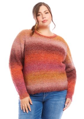 Karen Kane Women's Plus Size Ombré Boucle Sweater, 3X