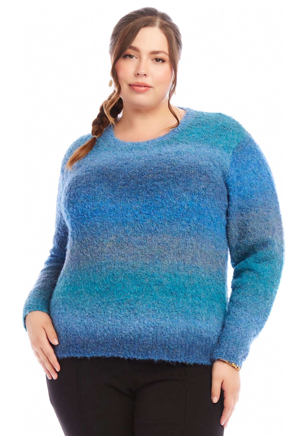 Plus Size Ombré Boucle Sweater