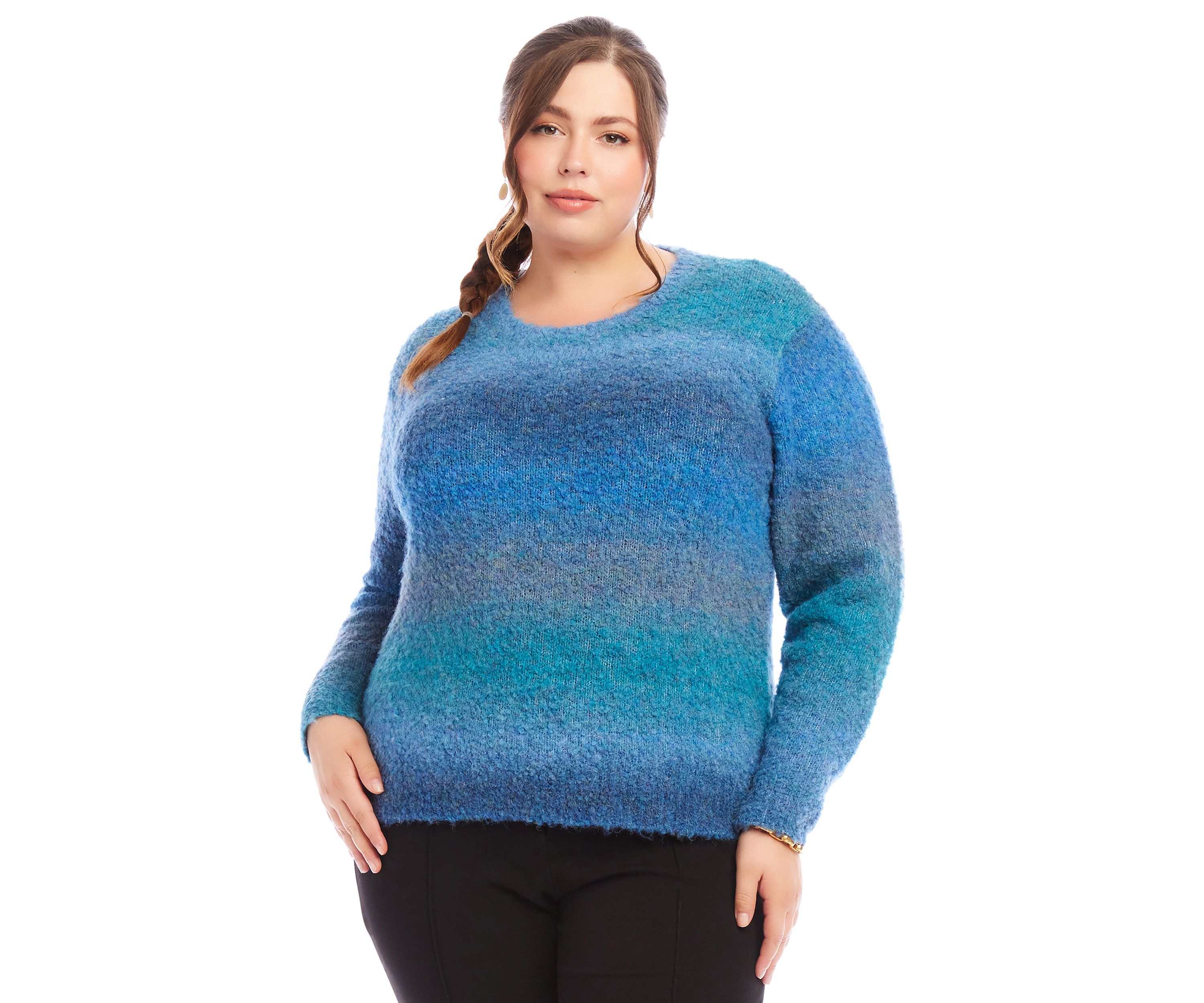Plus Size Ombré Boucle Sweater