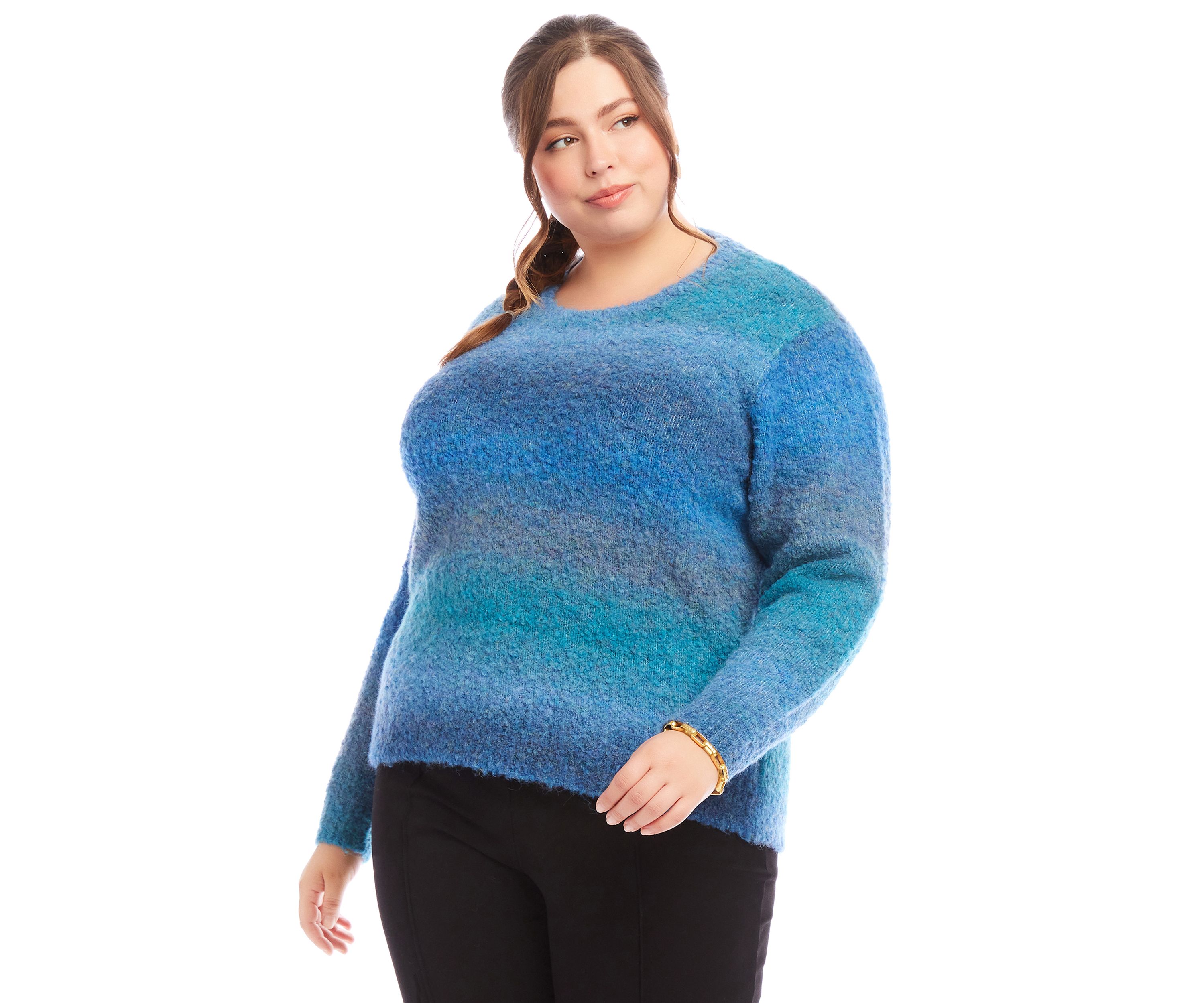 Plus Size Ombré Boucle Sweater