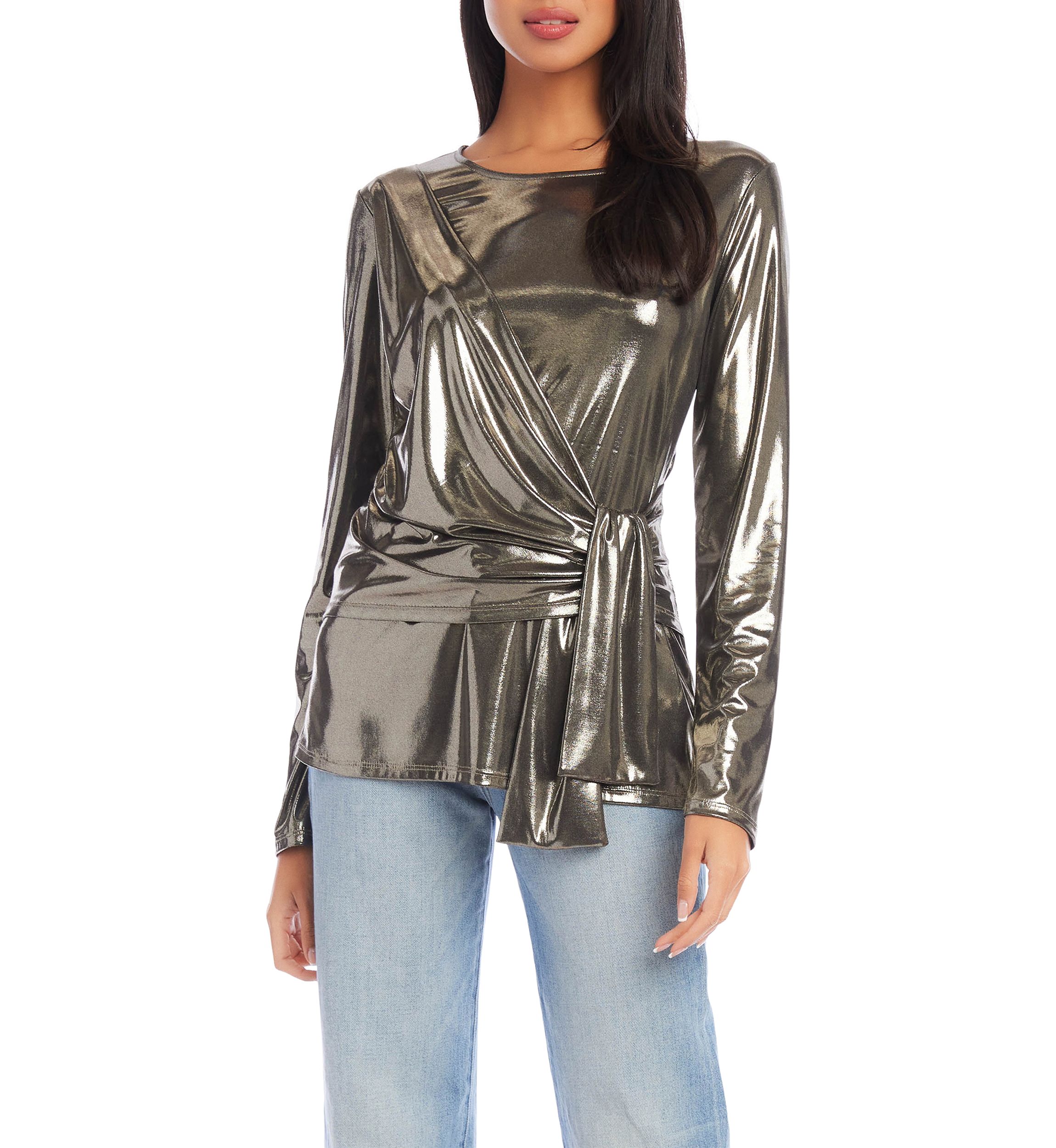 Petite Size Drape Front Top