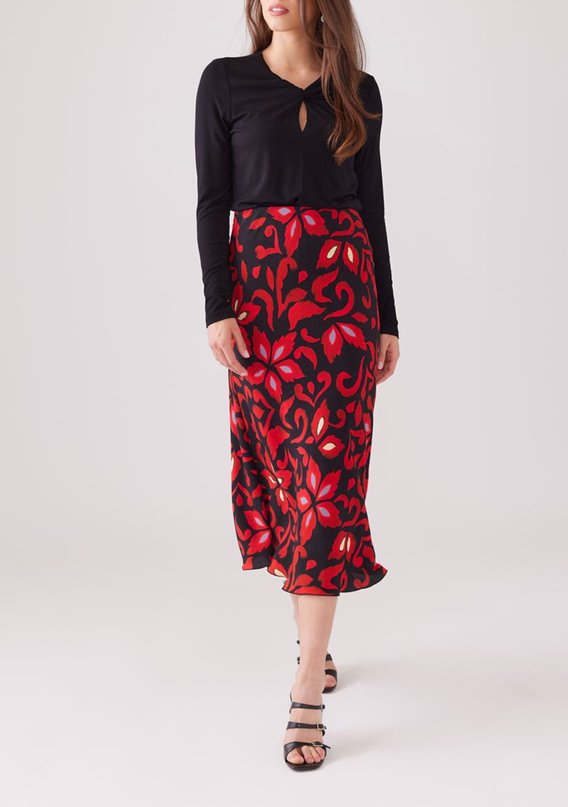 Womens Bias Cut Midi Skirt