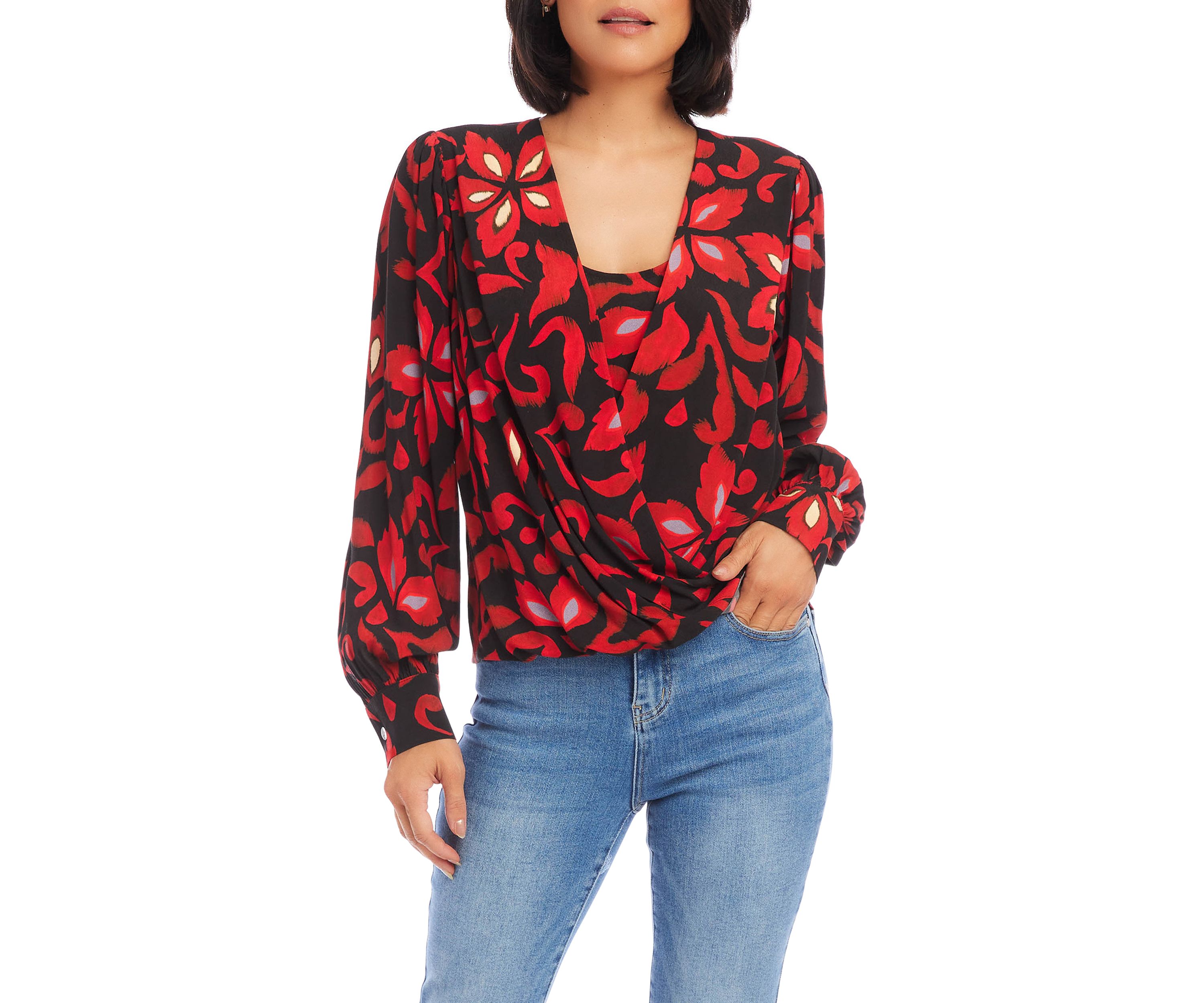 Petite Drape Front Top
