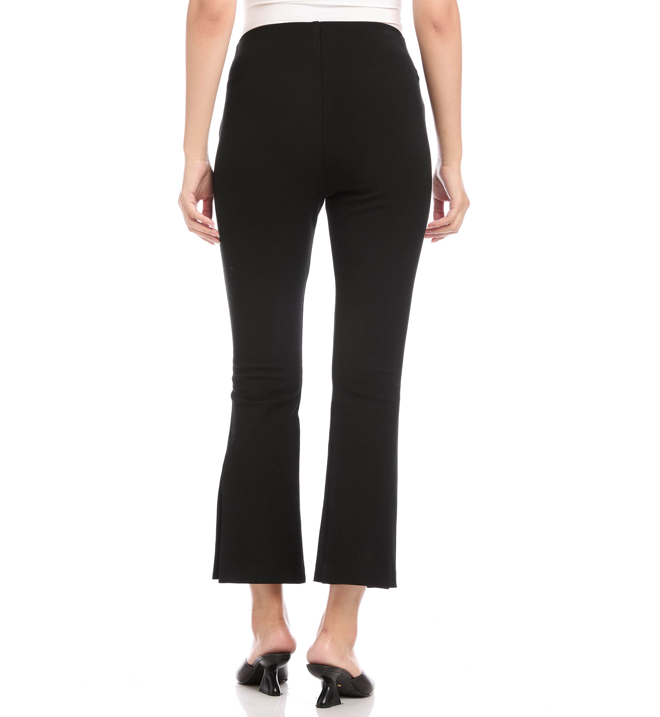 Womens Cropped Button Up Hem Pants