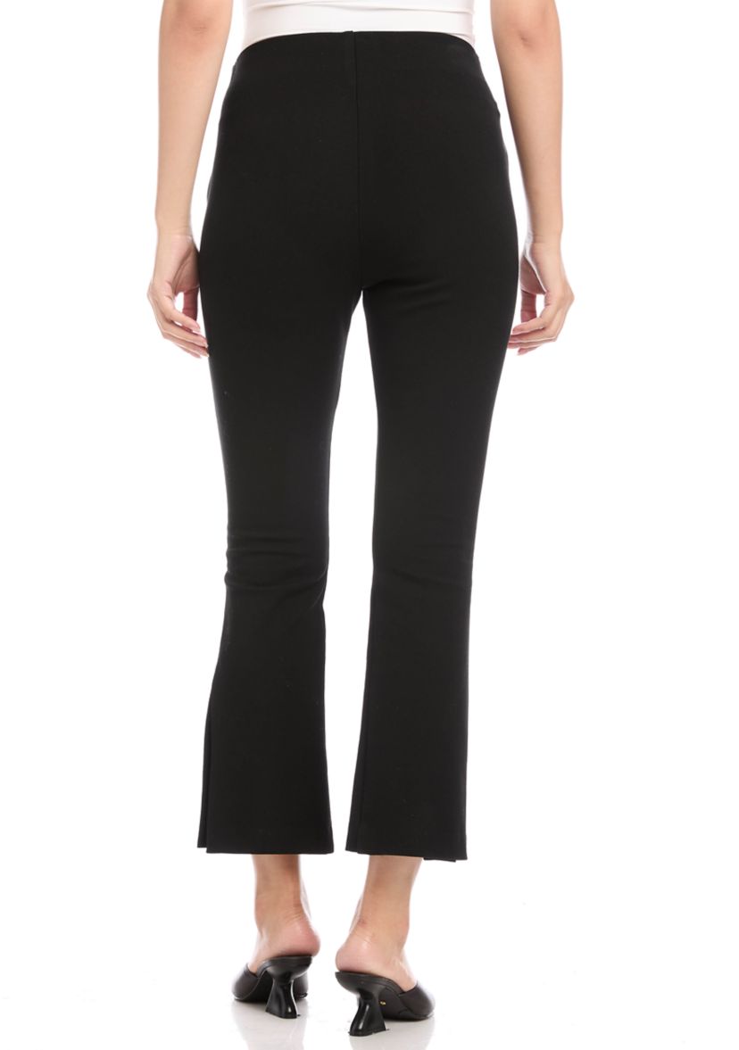 Womens Cropped Button Up Hem Pants